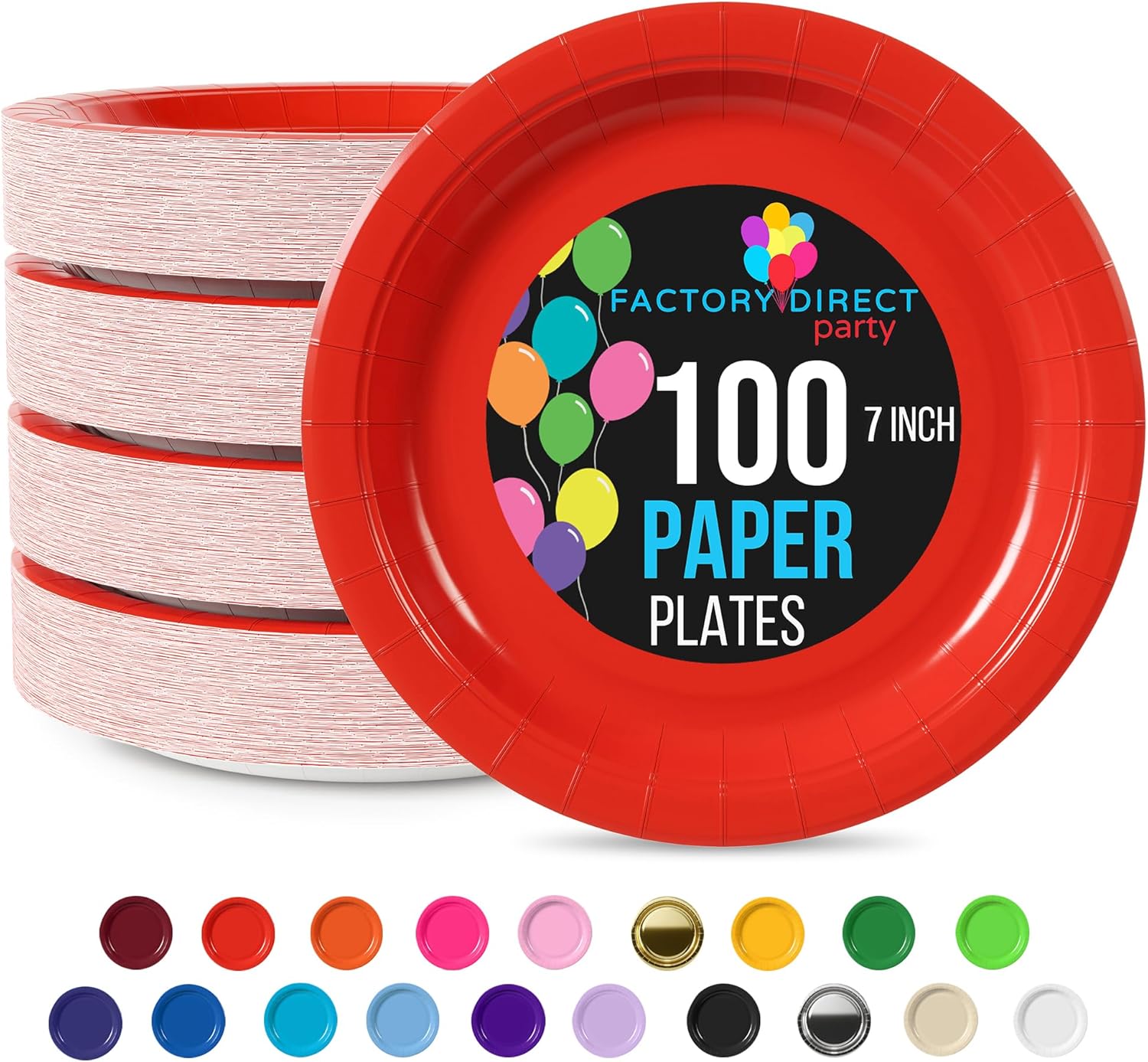 Exquisite Heavy Duty 7 Inch Red Paper Plates 100 Pcs Party Supplies
