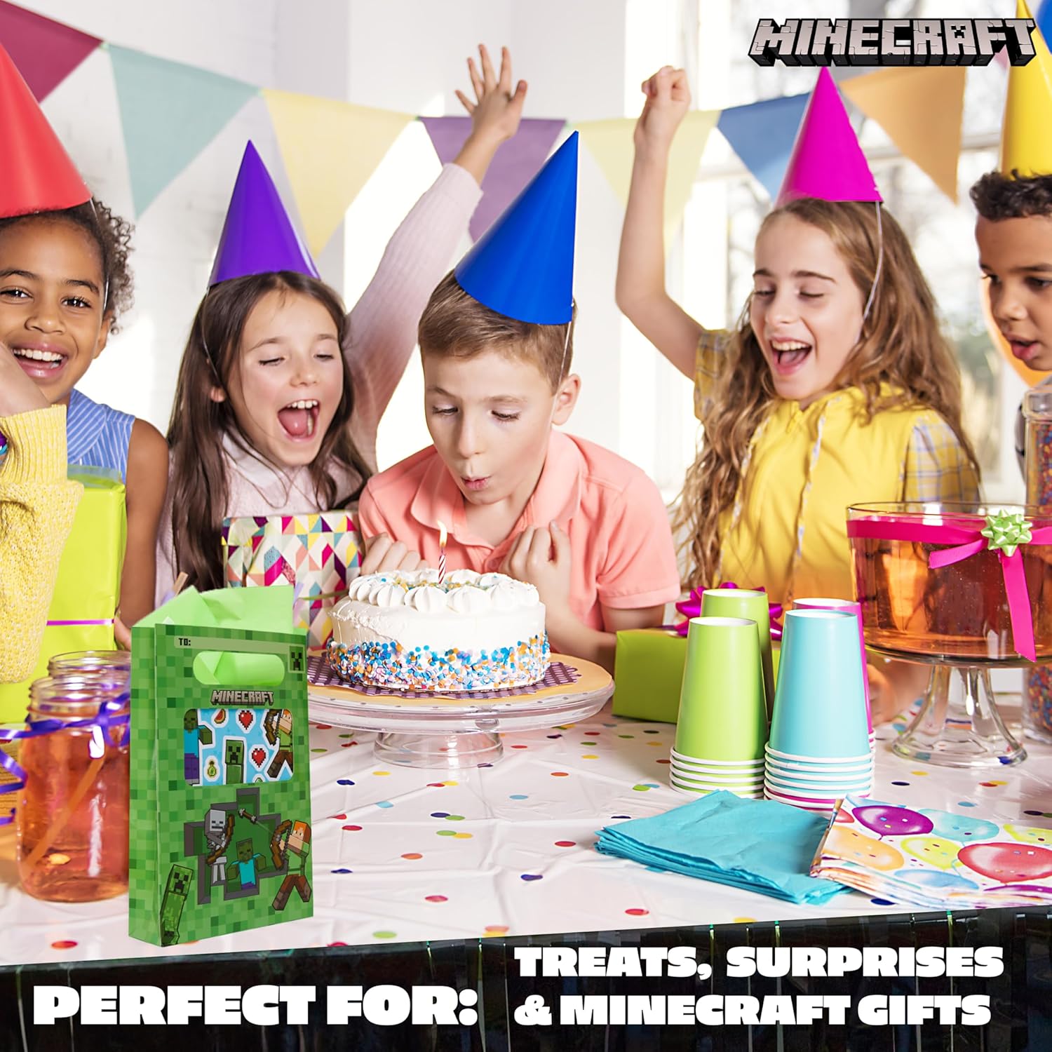 Minecraft Party Favor Bags 10 Pcs Kids Themed Gift Bags