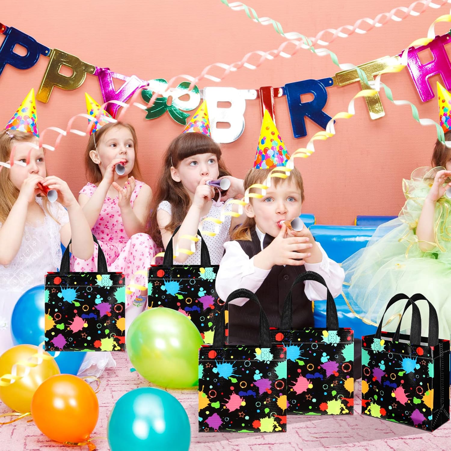 Sweetude 40 Pcs Glow In The Dark Party Bags with Handles