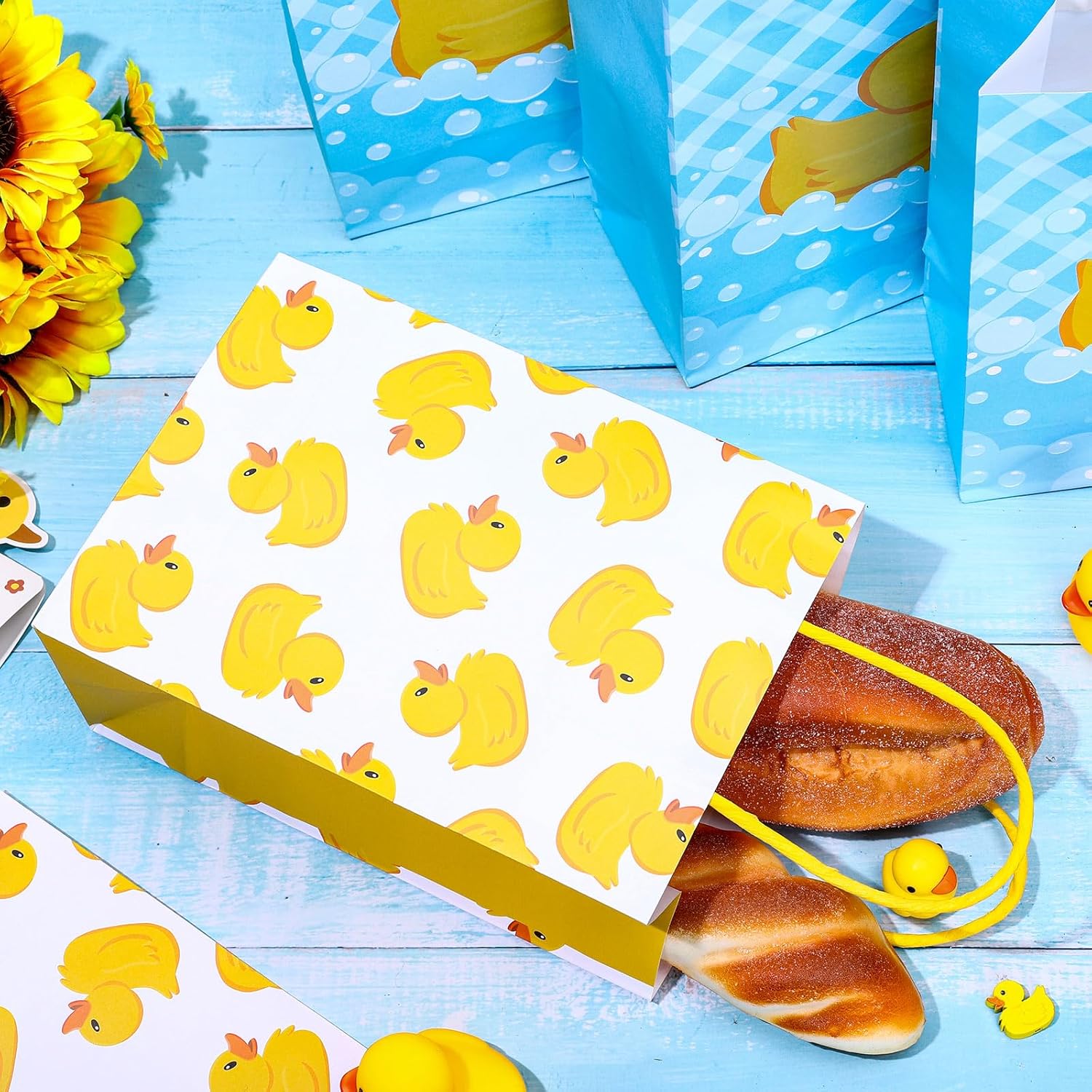 FYSUIMU 24Pcs Yellow Duck Gift Bags with Handles