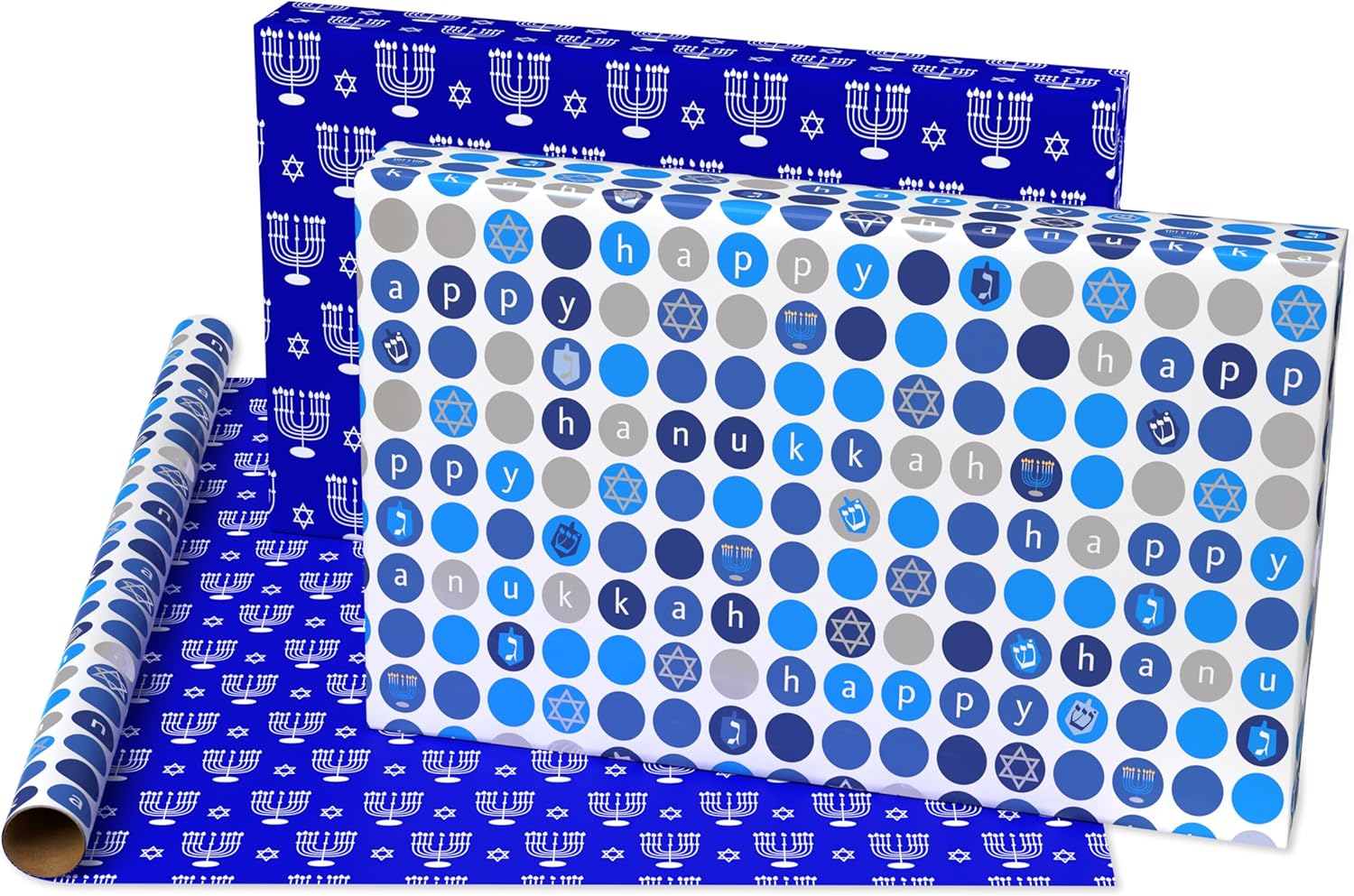 American Greetings Reversible Hanukkah Wrapping Paper 4 Rolls 120 Sq Ft