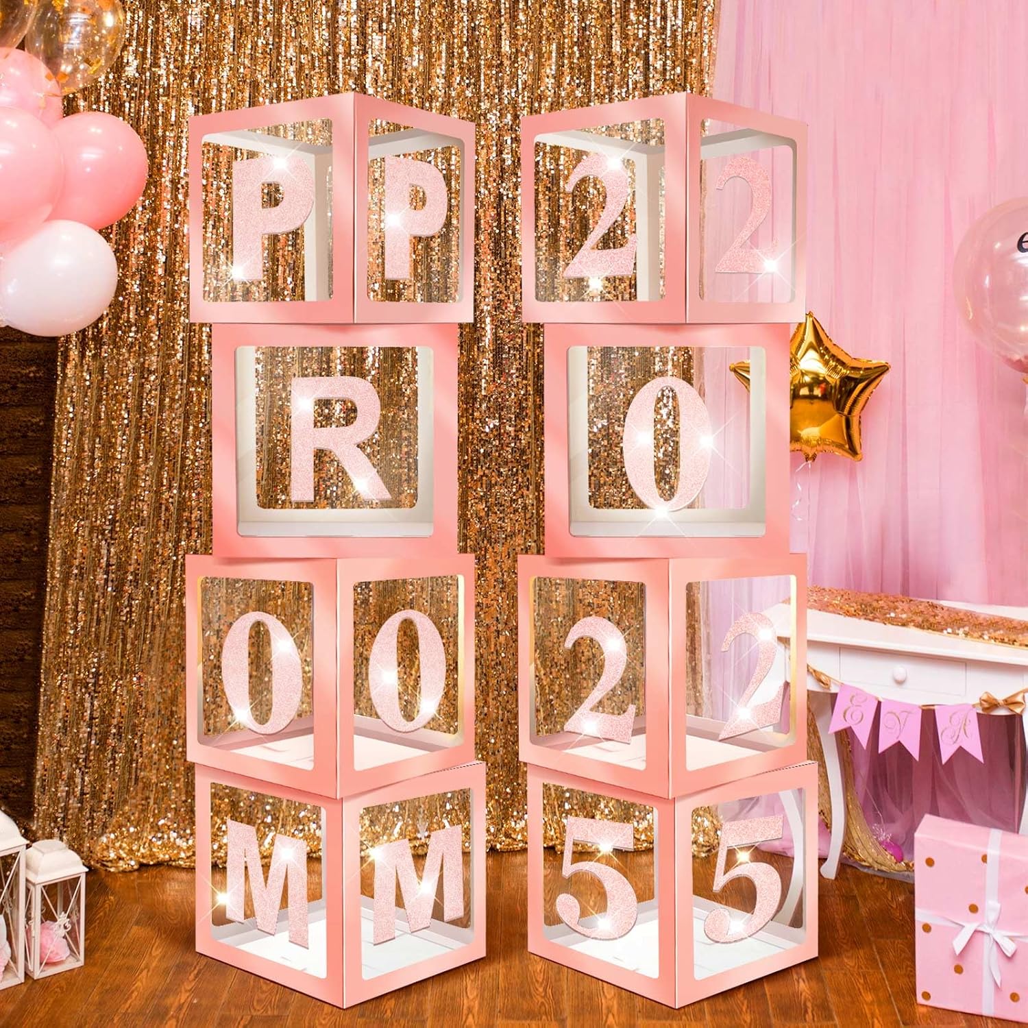 Sinmoe 8 Pcs Prom Column Balloon Box Set