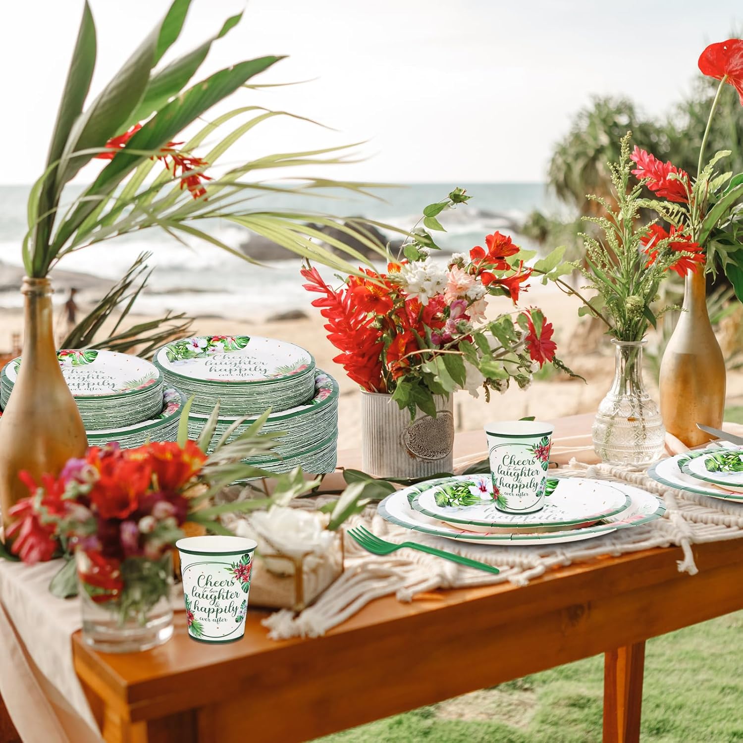 350 Pcs Tropical Wedding Tableware Set for 50 Guests