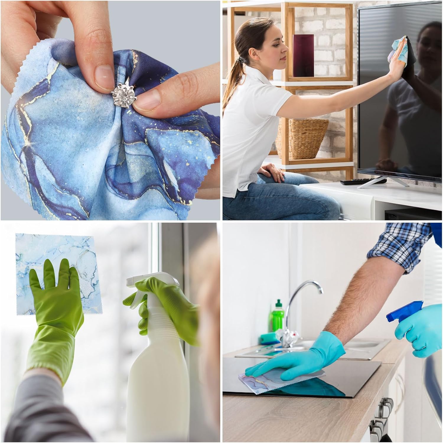 24 Pcs Marble Pattern Microfiber Cleaning Cloths for Eyeglasses and Screens