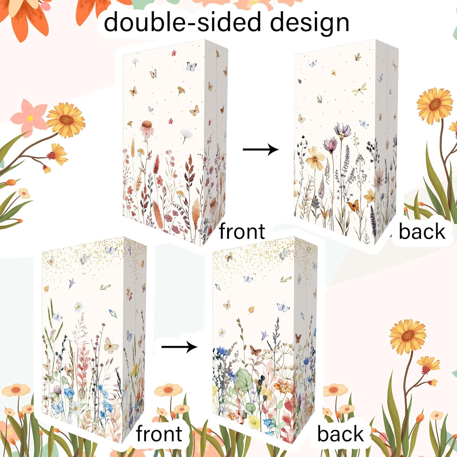 BACH AND BOUJEE 12PCS Wildflower Party Bags with Stickers