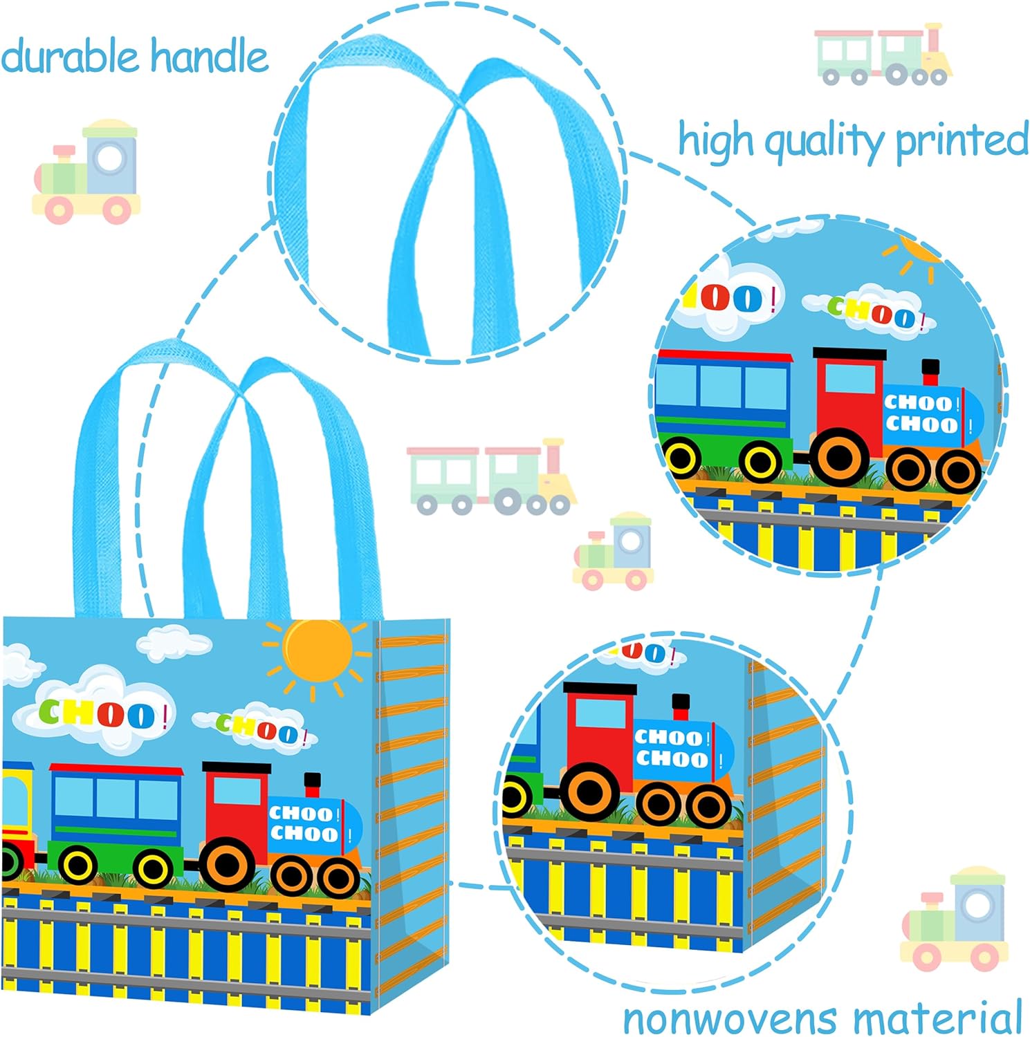 12PCS Train Theme Gift Bags with Handles