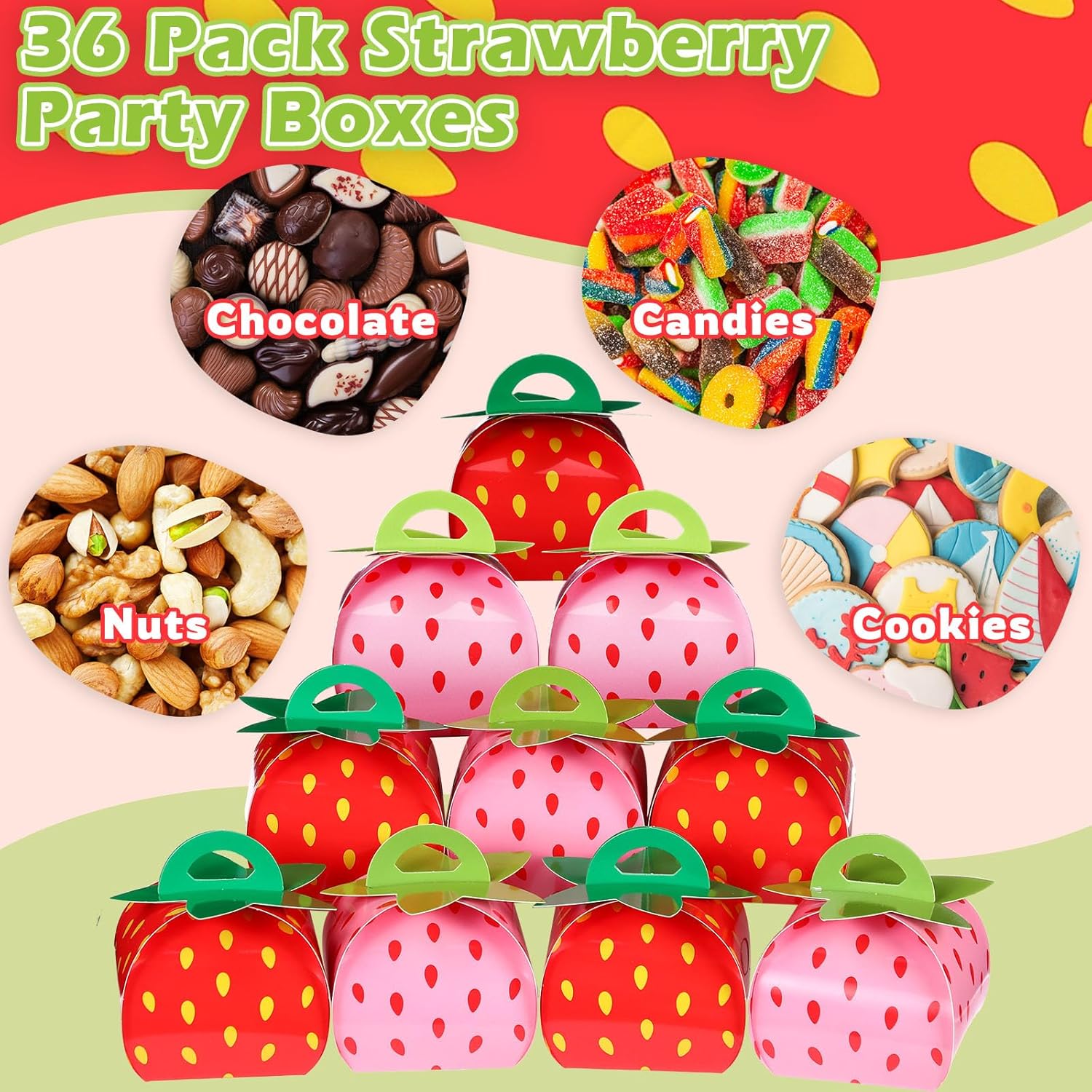 TaoBary 36 Piece Strawberry Favor Boxes