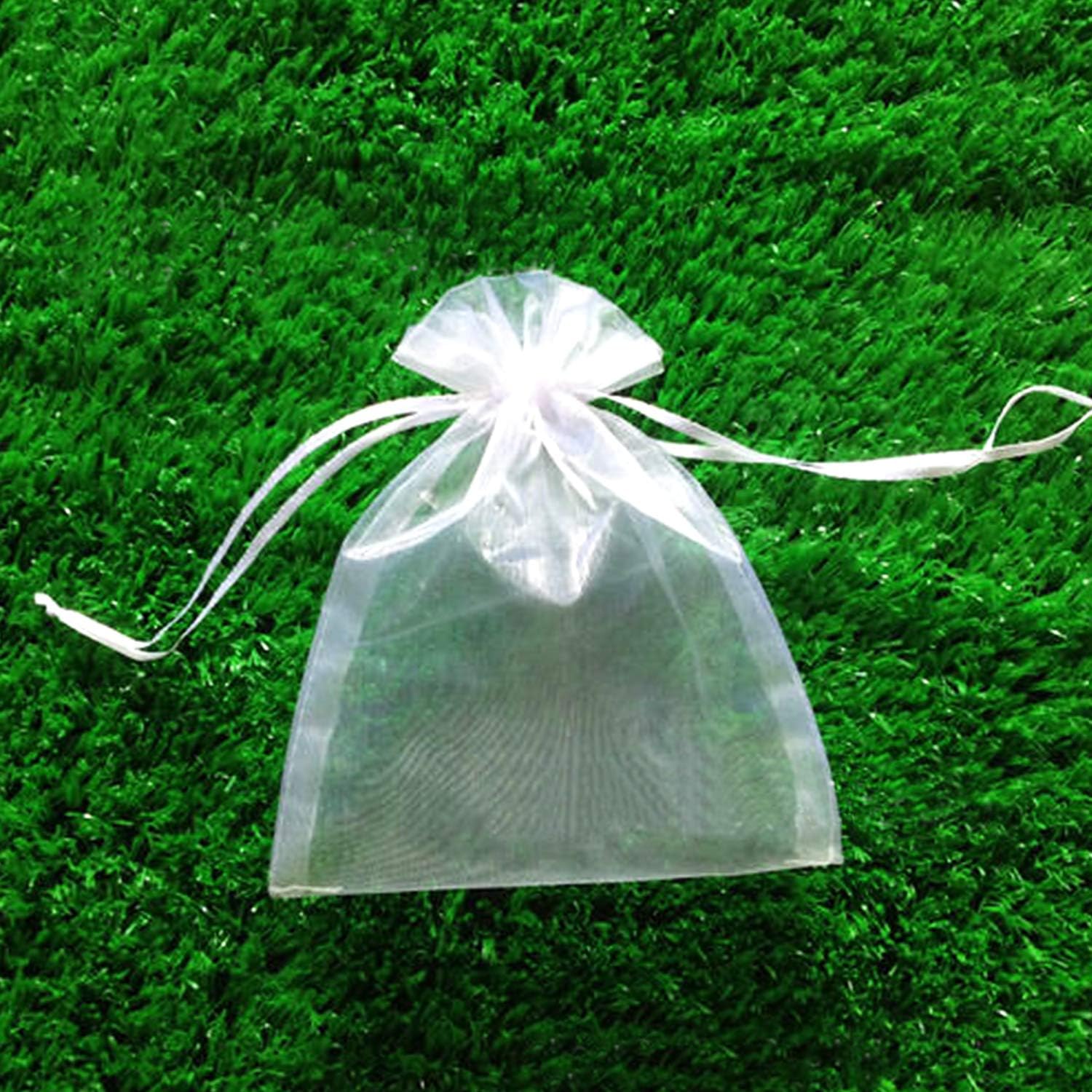 100PCS White Organza Bags 3x4 Inches Drawstring Gift Pouch
