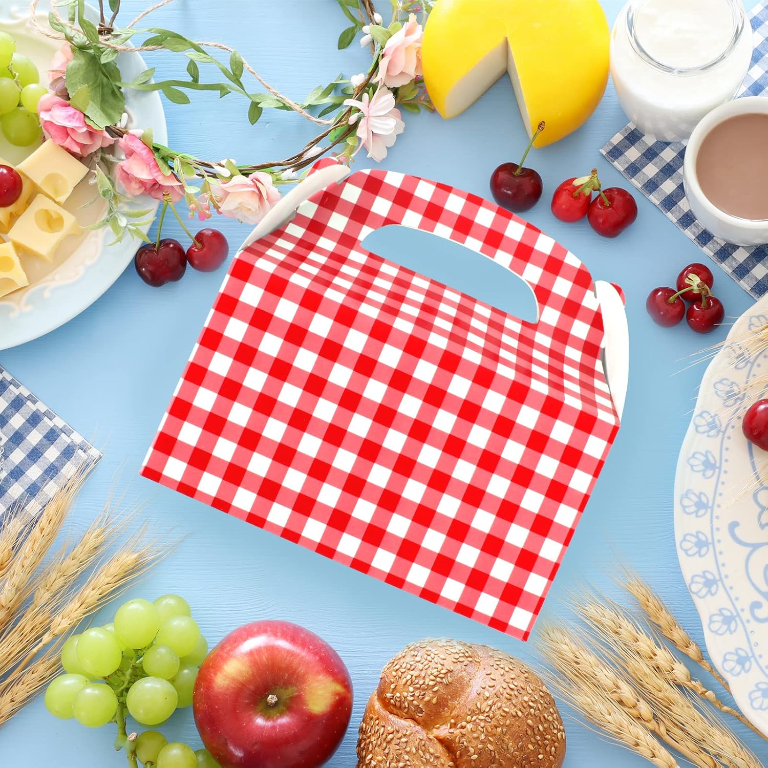 Red and White Gingham Treat Boxes 24-Pack