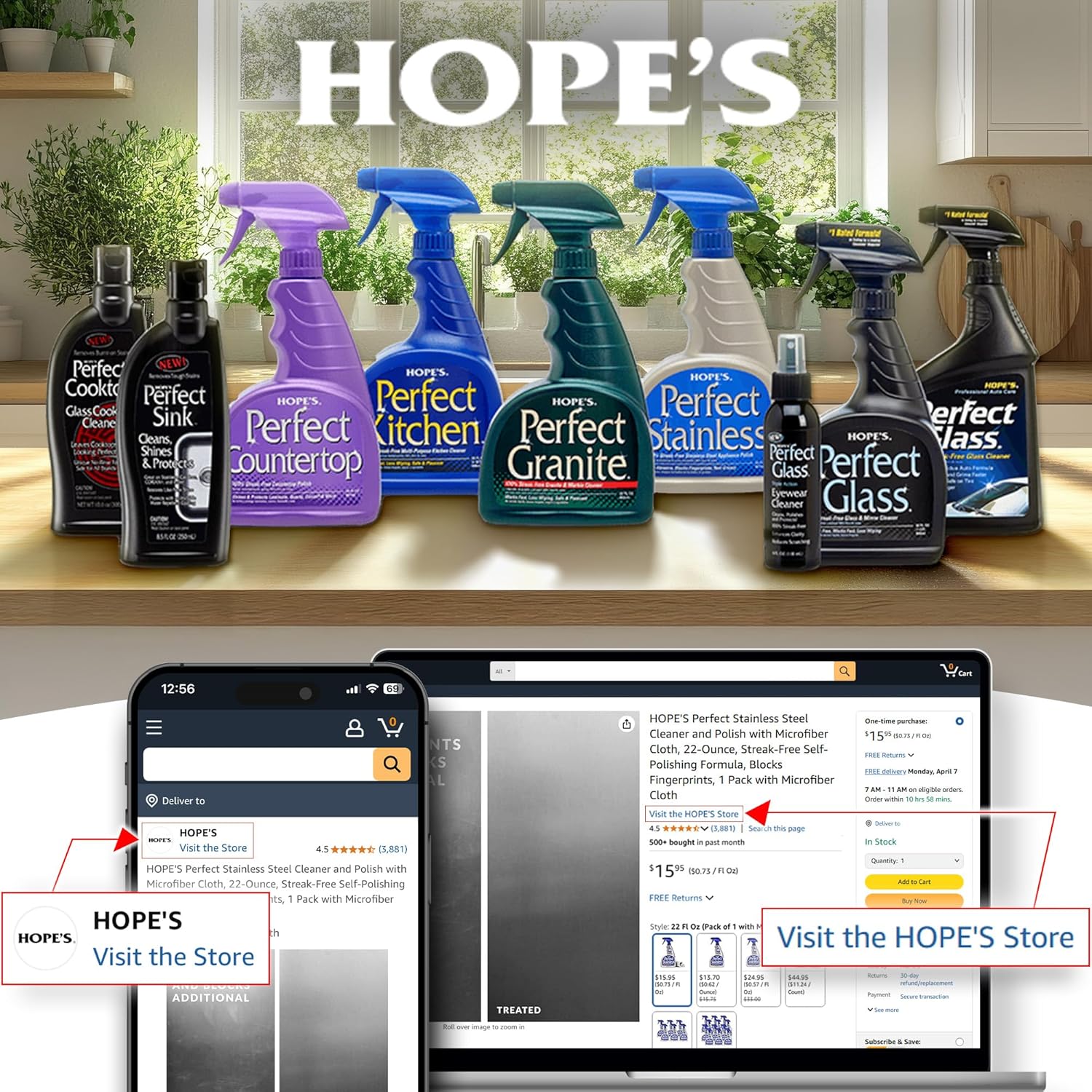 HOPES Perfect Glass Eyewear Cleaner Spray - 4 Fl Oz Pack of 1