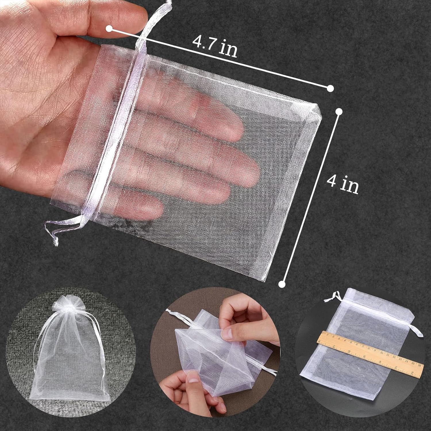 100PCS Sheer Organza Bags With Drawstring for Wedding Favor