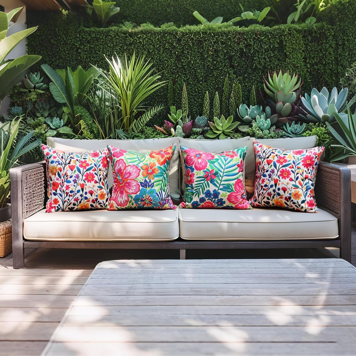 Floral Print Outdoor Pillow Covers Set of 2