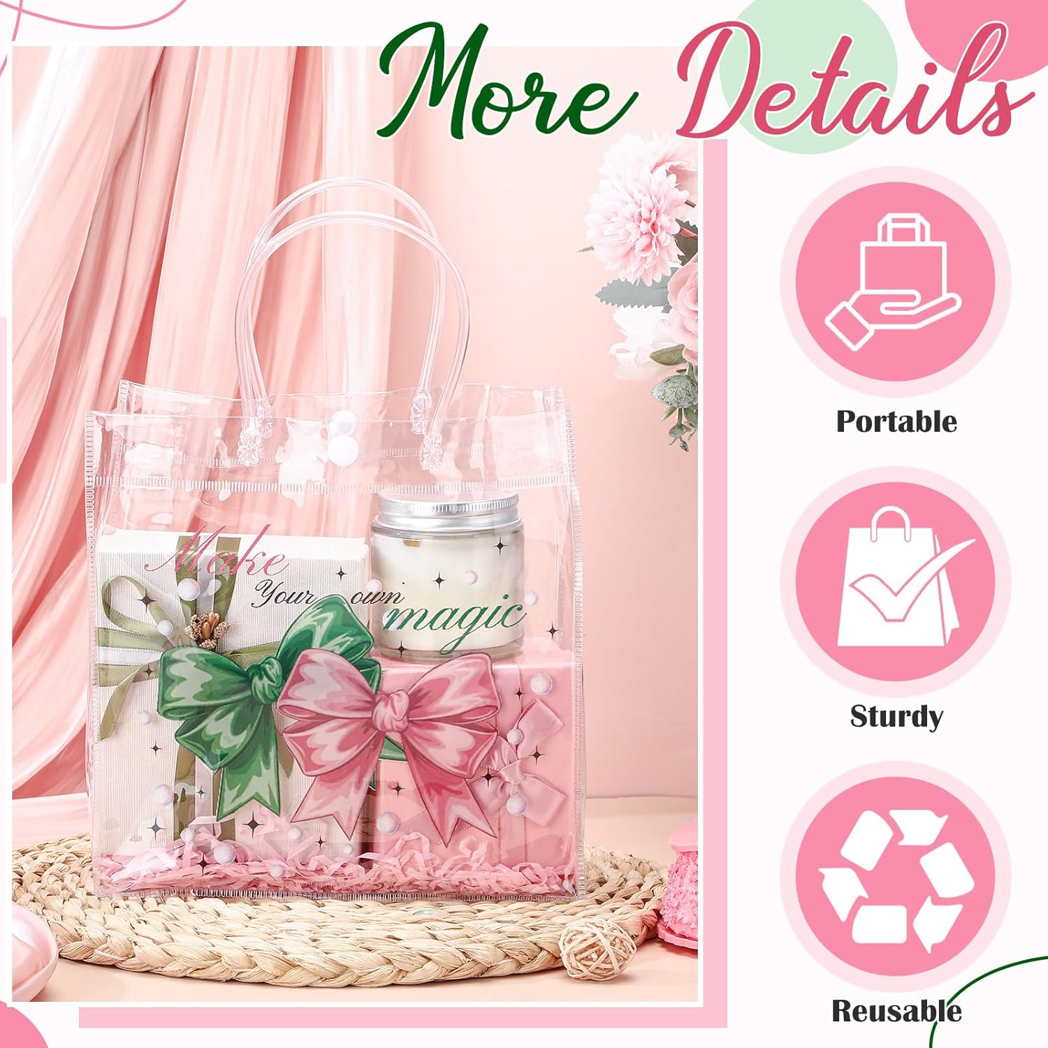 Gaillty 12 Pcs Witch Theme PVC Clear Gift Bags with Handles