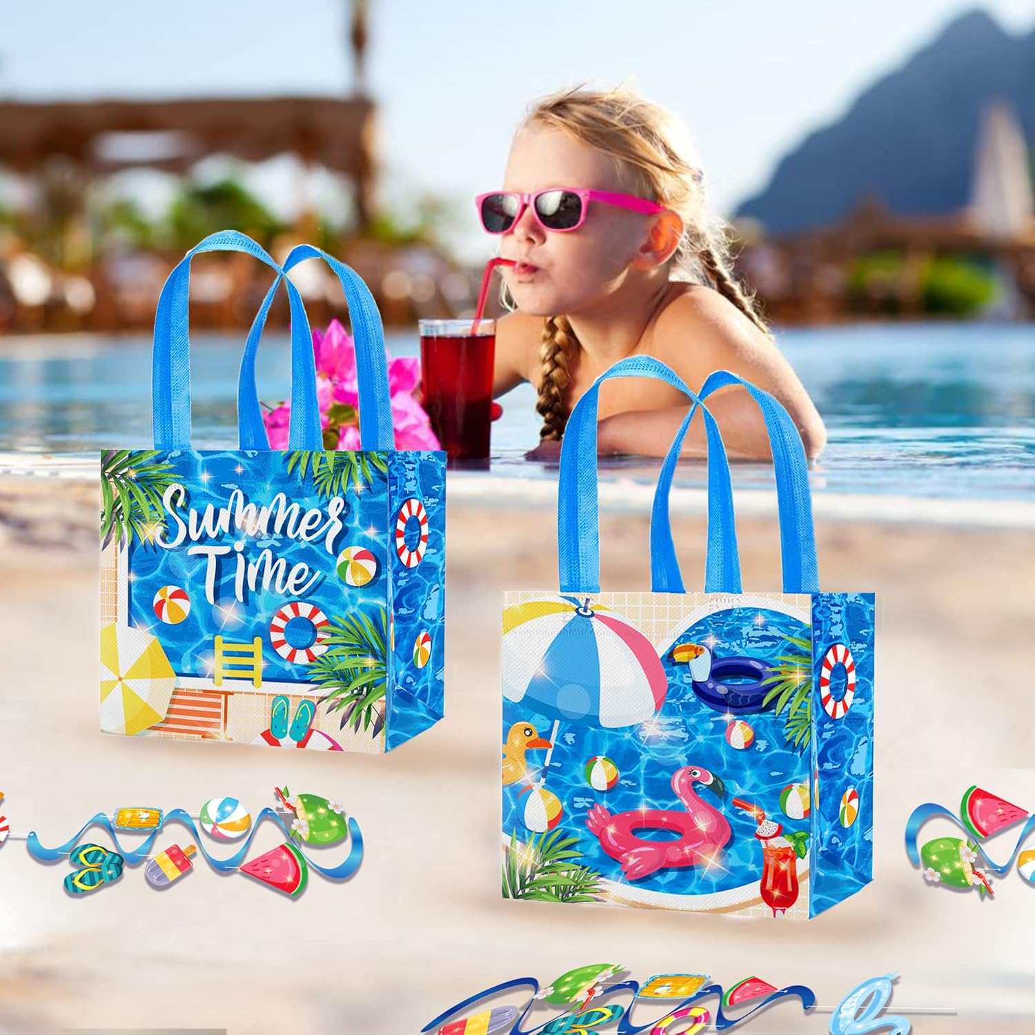 12Pcs Summer Beach Gift Bags with Handles