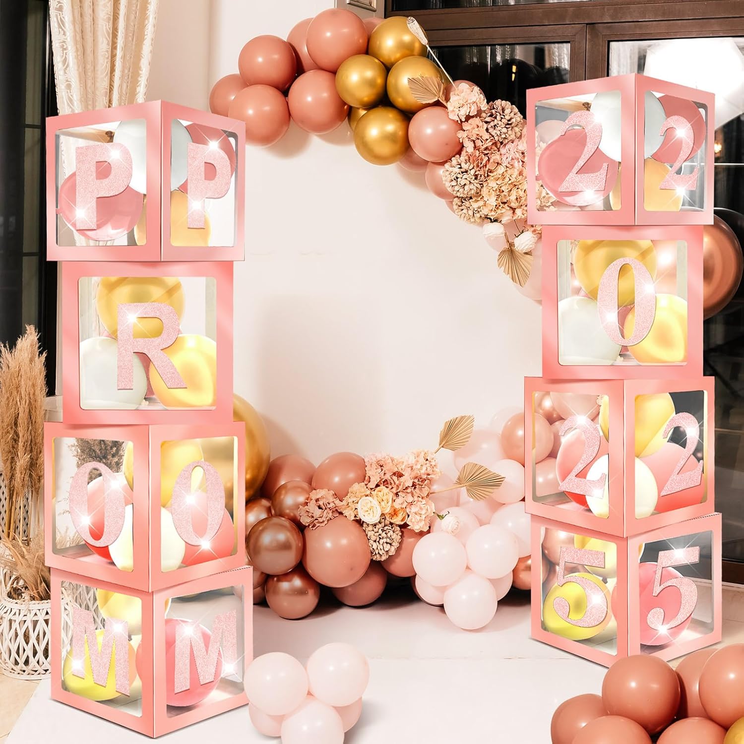 Sinmoe 8 Pcs Prom Column Balloon Box Set