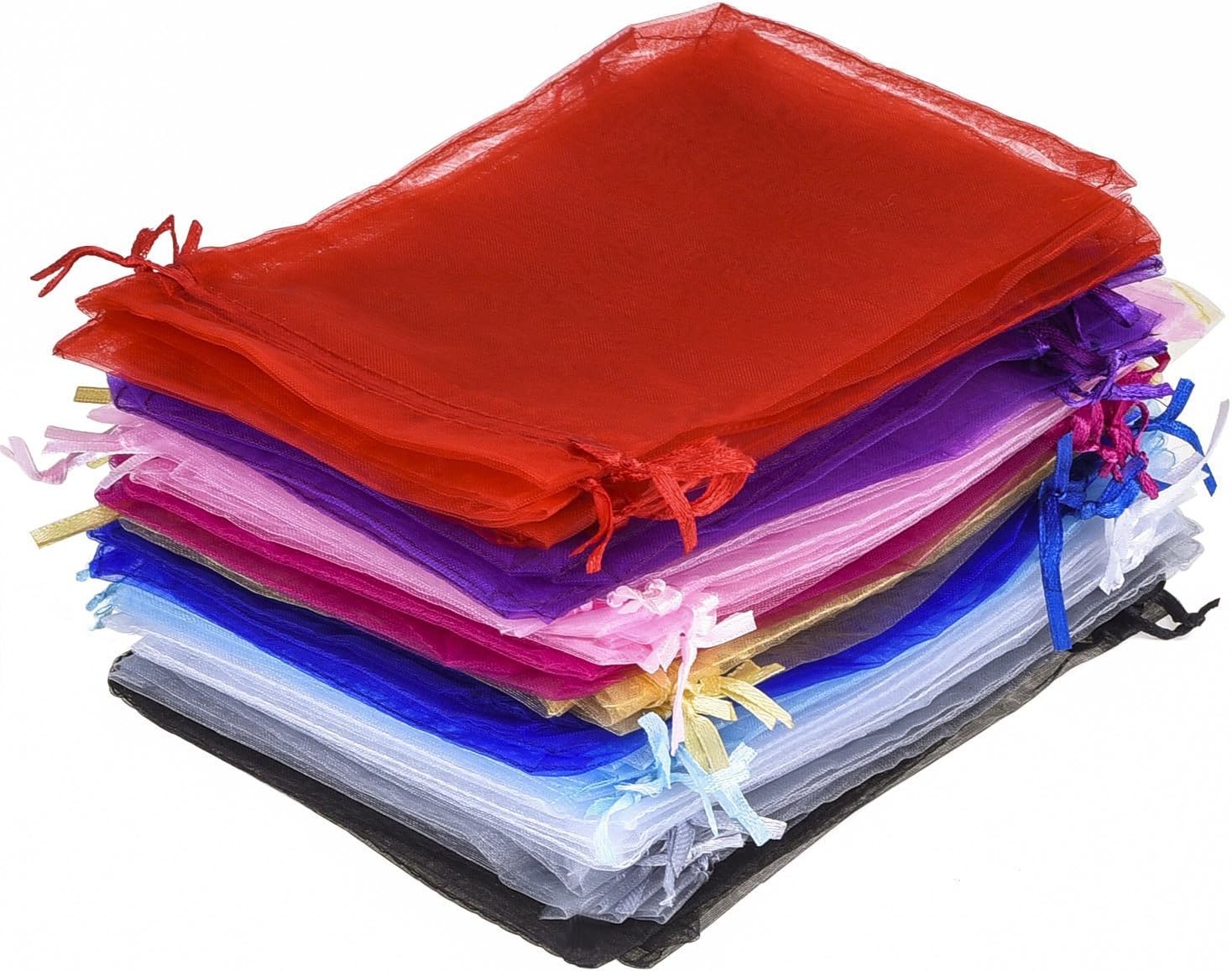 Wudygirl 100 Pcs Drawstring Organza Bags 5x7 Inches