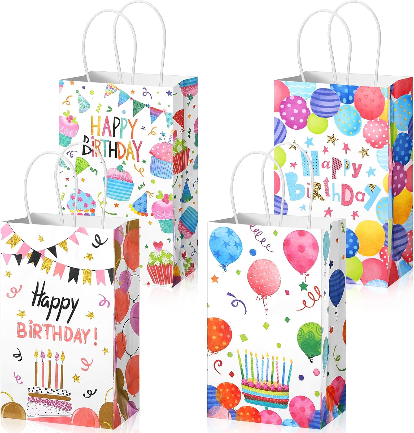 Fulmoon 36 Pcs Birthday Gift Bags with Handle