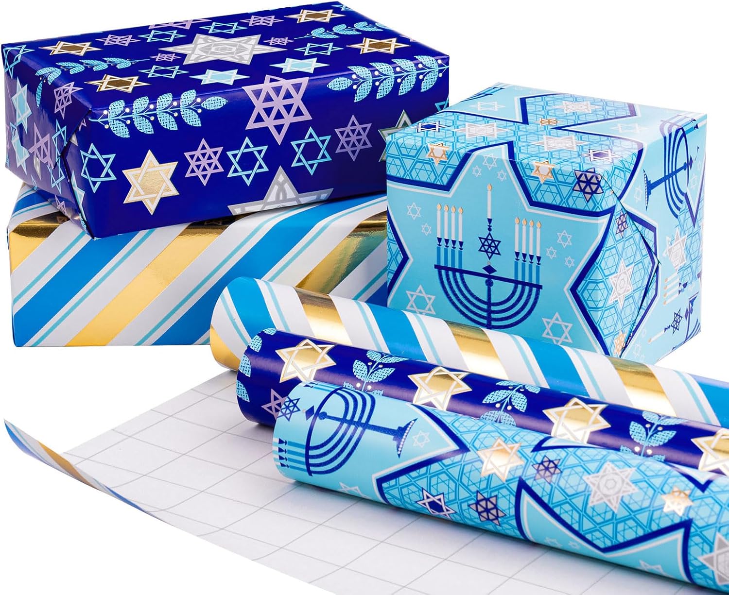 RUSPEPA Hanukkah Wrapping Paper Roll Set