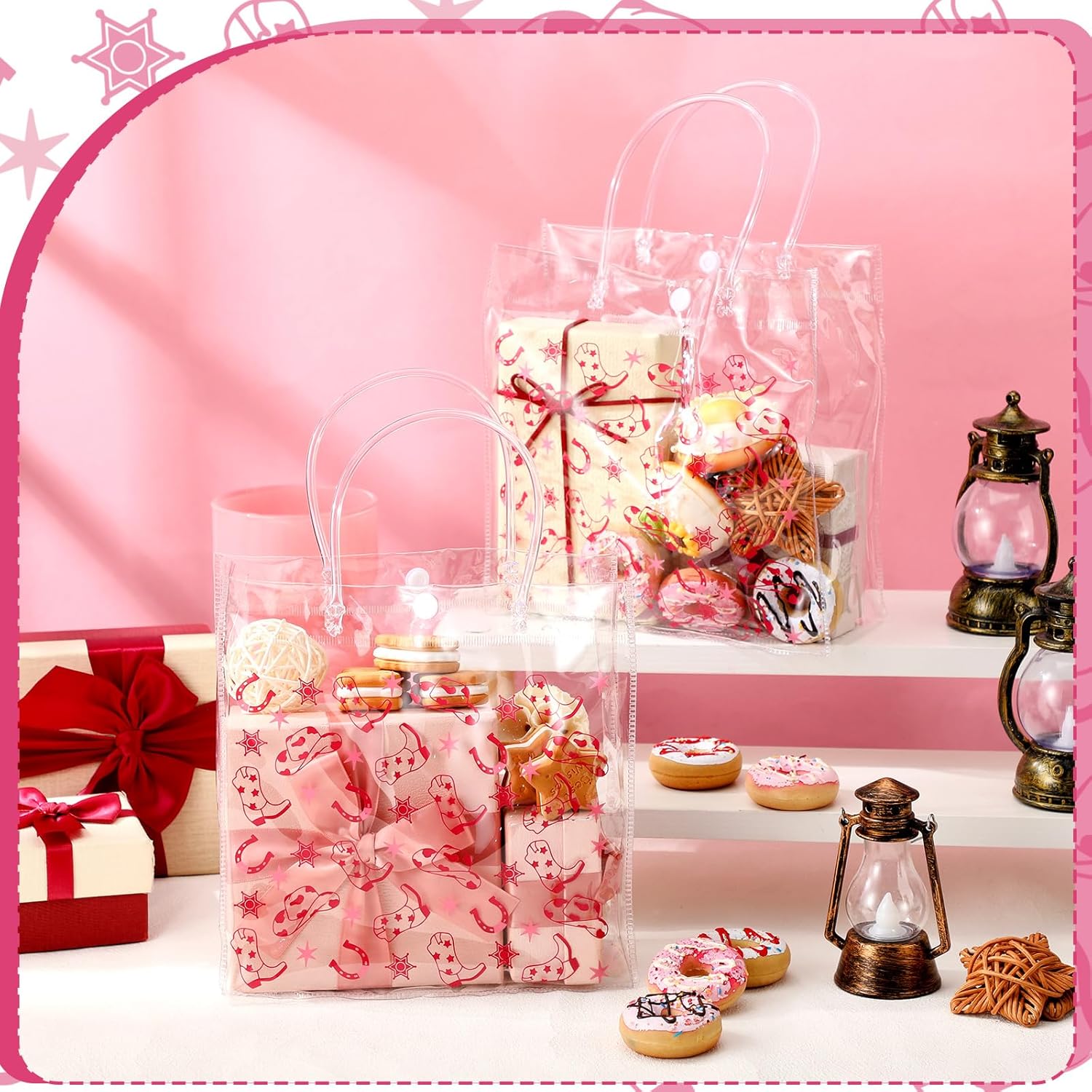 Tioncy 24 Pcs Pink Cowgirl Party Favor Bags