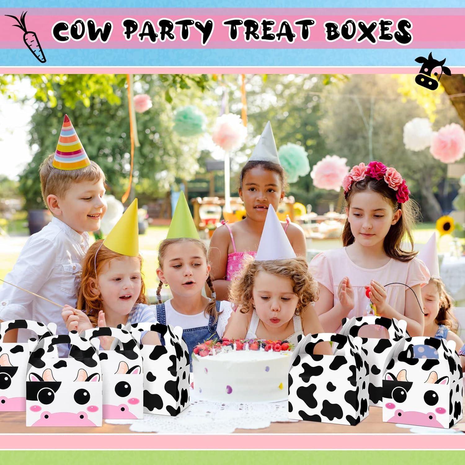 24 Pack Cow Party Treat Boxes for Farm Animals