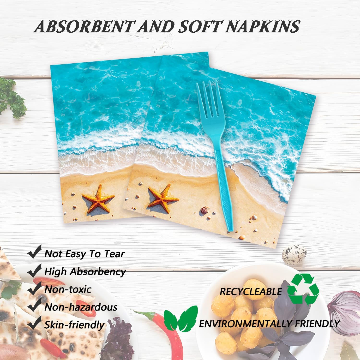72 Pcs Ocean Themed Paper Plates and Napkins for Beach Party