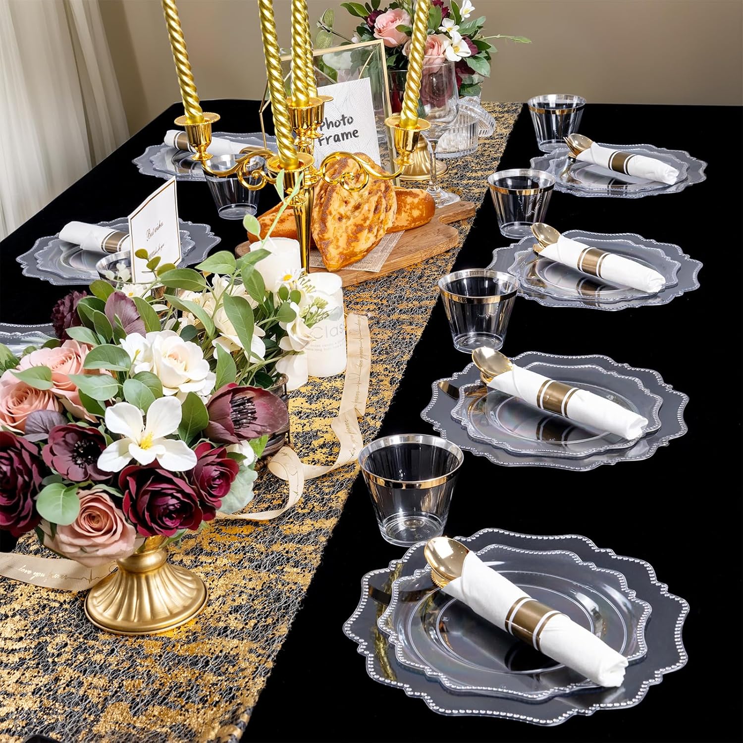 COLOSUS 350pcs Clear Plastic Plates Party Dinnerware Set