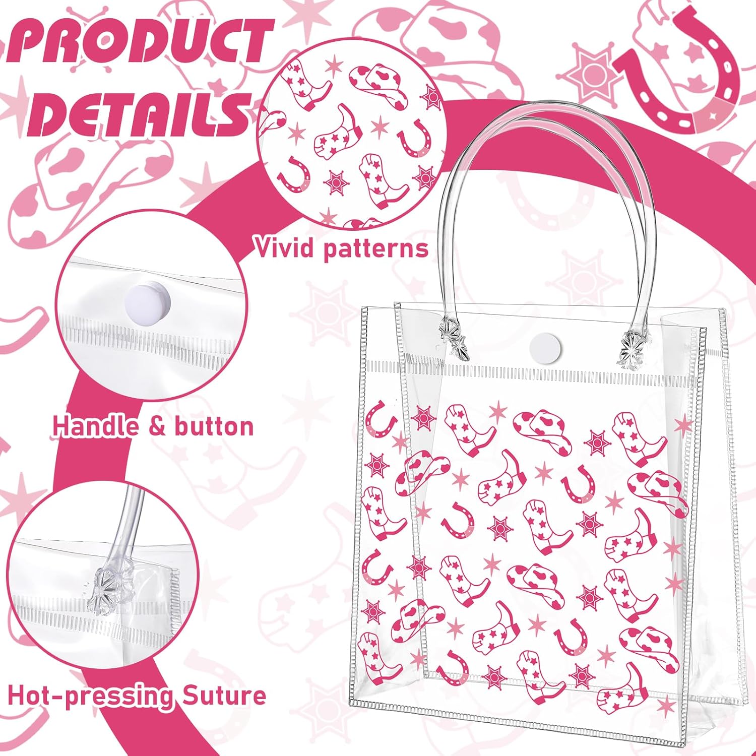 Tioncy 24 Pcs Pink Cowgirl Party Favor Bags