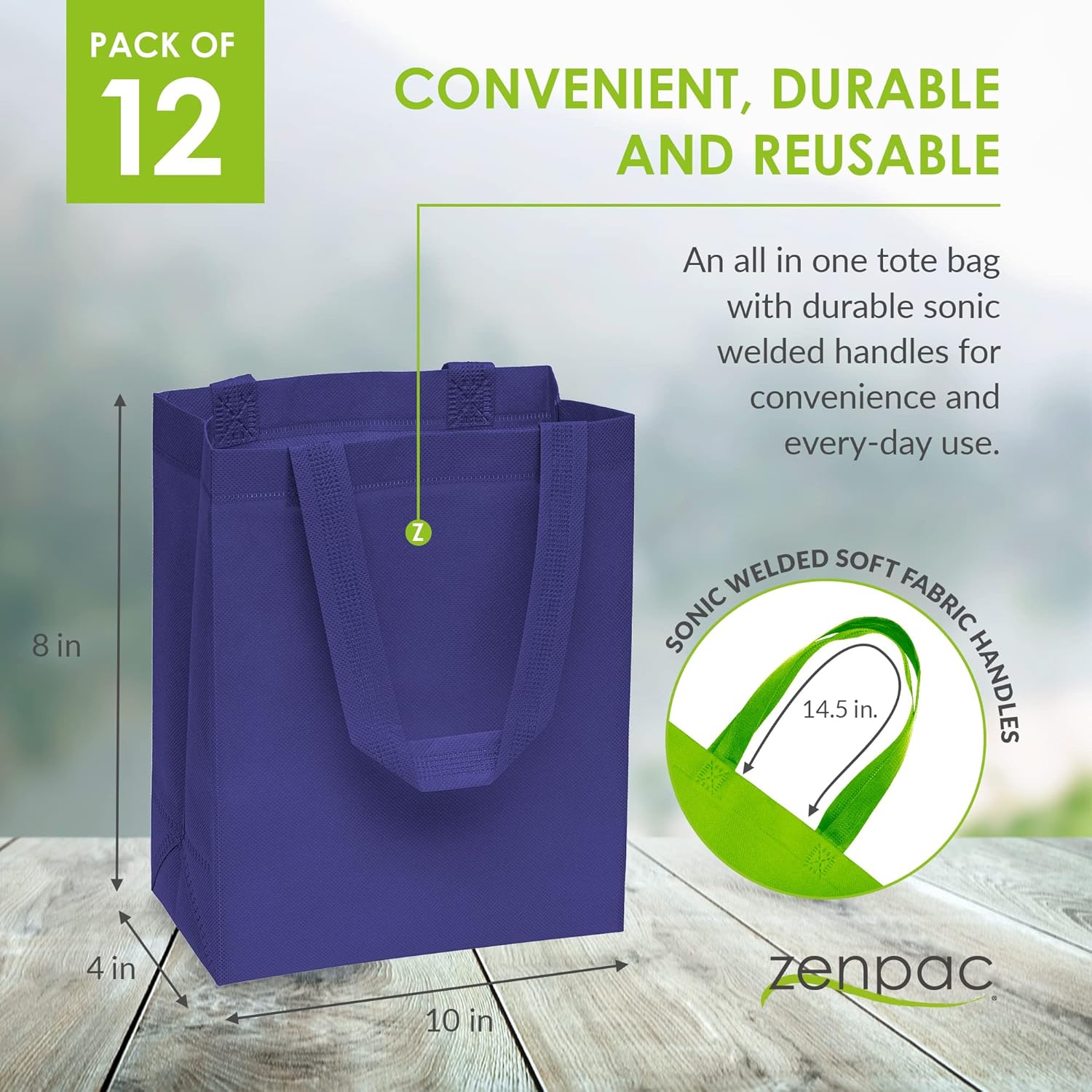 ZENPAC Small Reusable Gift Bags with Handles - 12 Pack