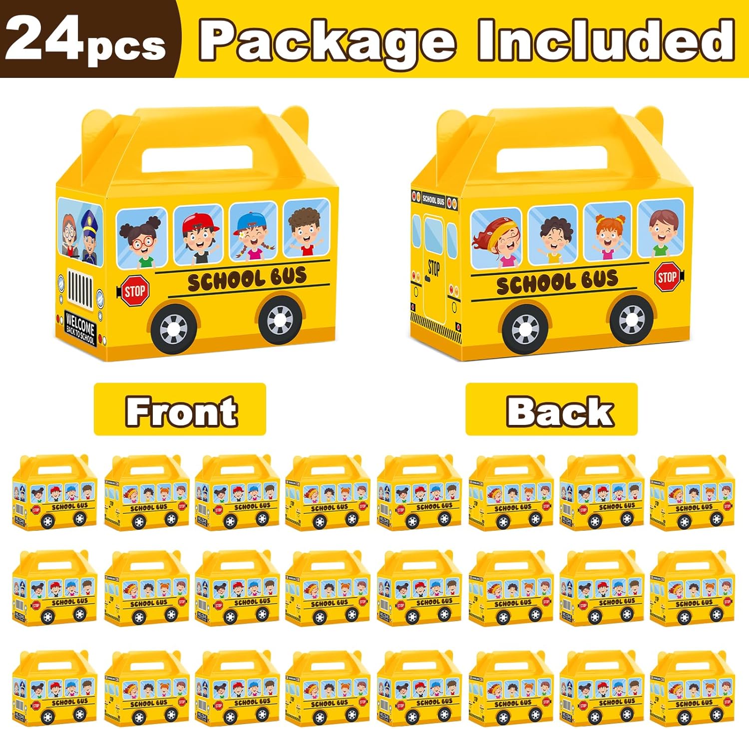 24Pcs School Bus Gift Boxes for Kids Party Favor