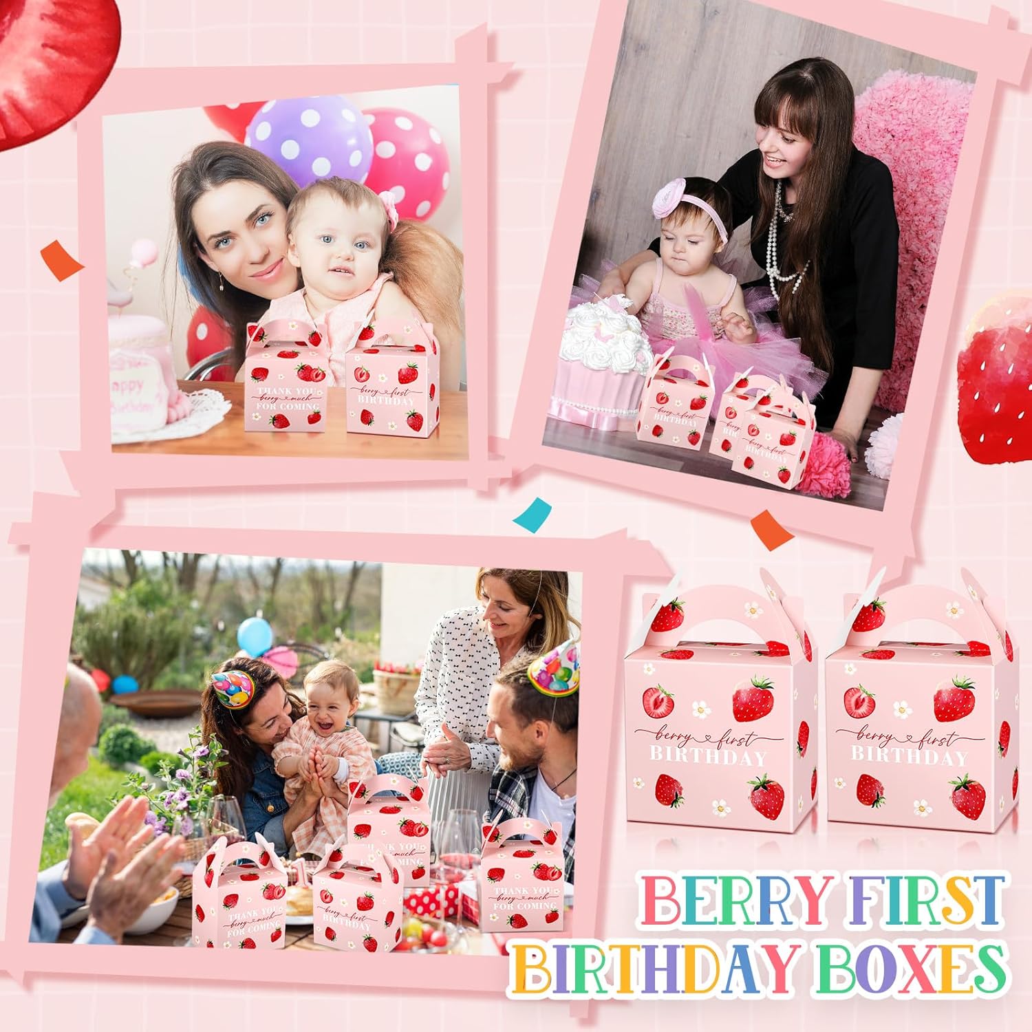 Sinload 12 Pcs Strawberry Treat Gift Boxes
