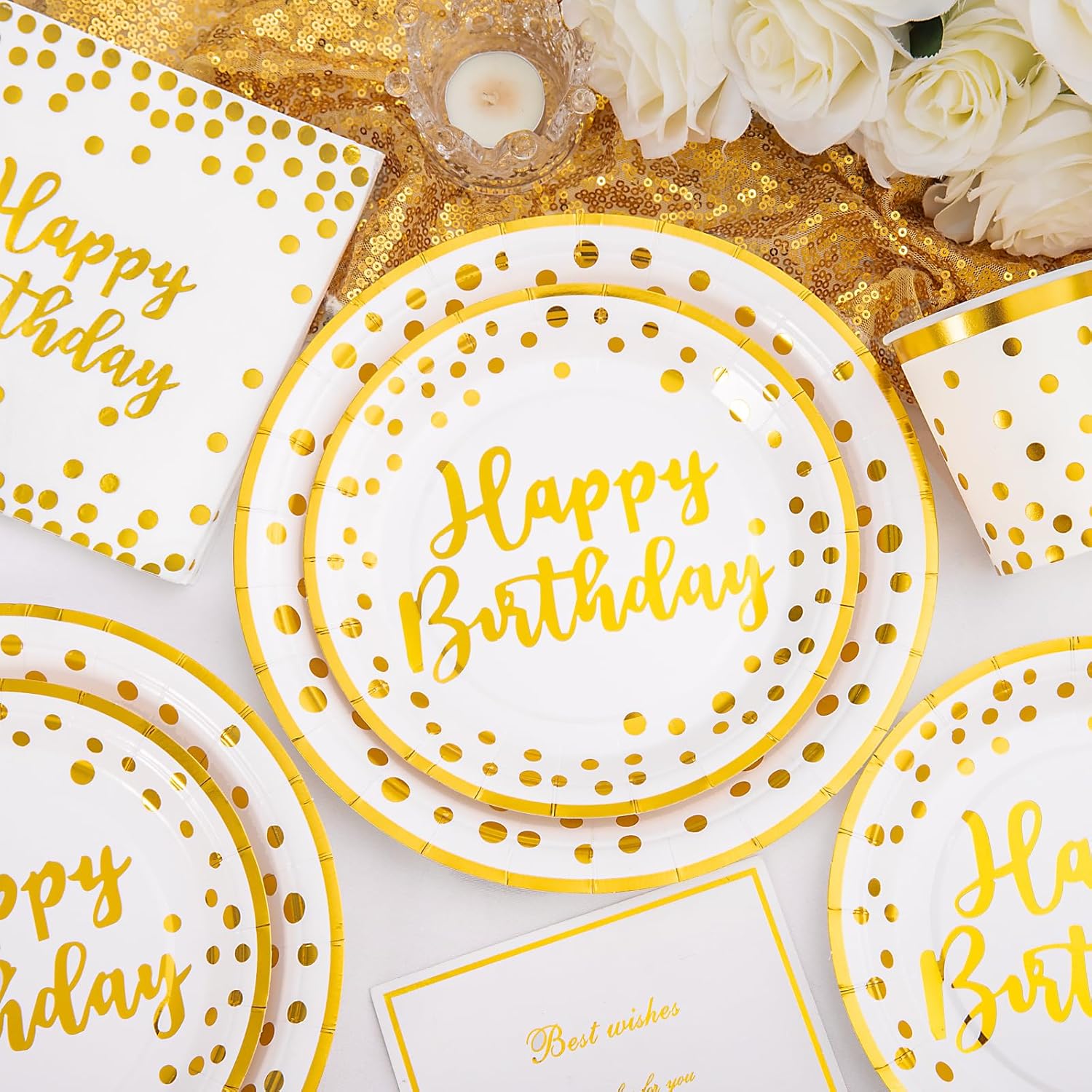 Supernal 350pcs Birthday Plates and Napkins Set