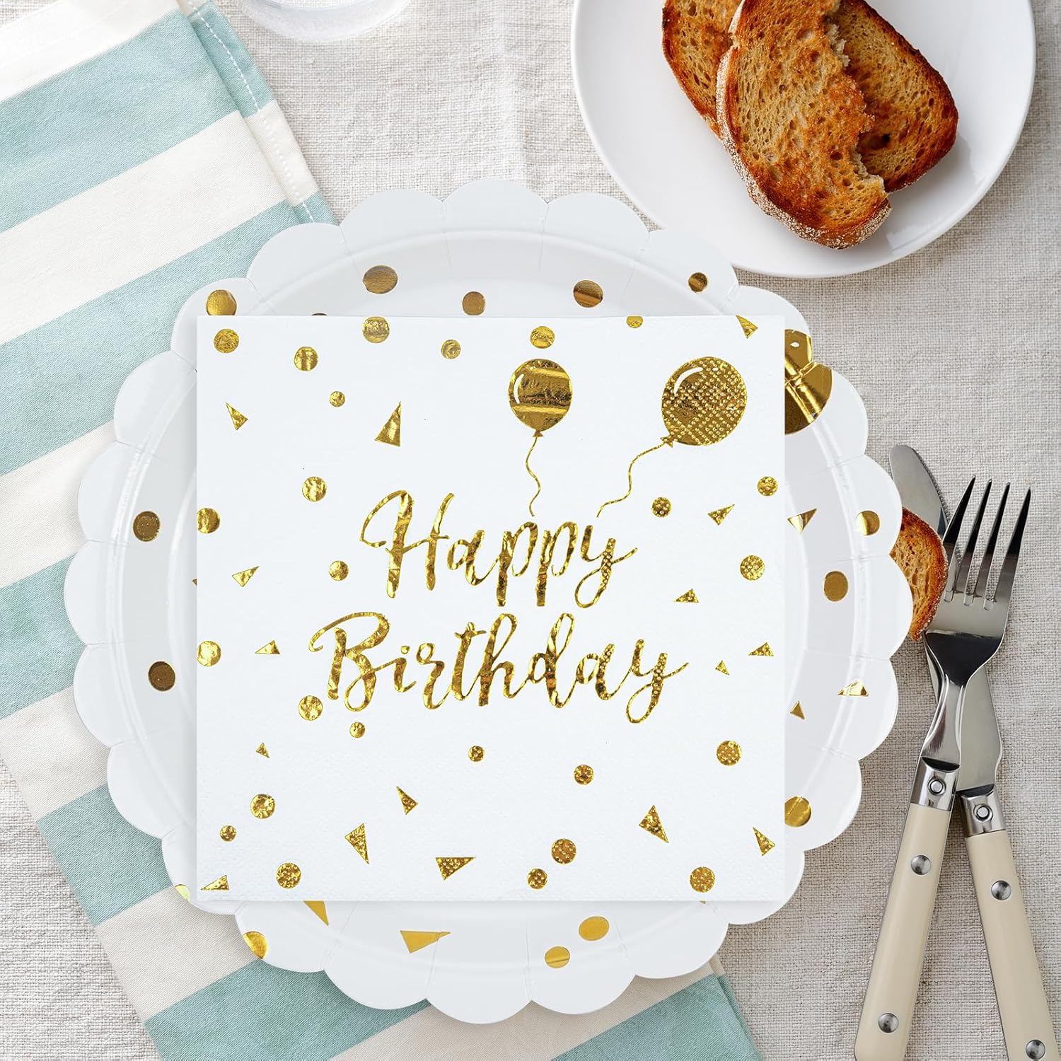 50PCS Happy Birthday Party Plates and Napkins Set