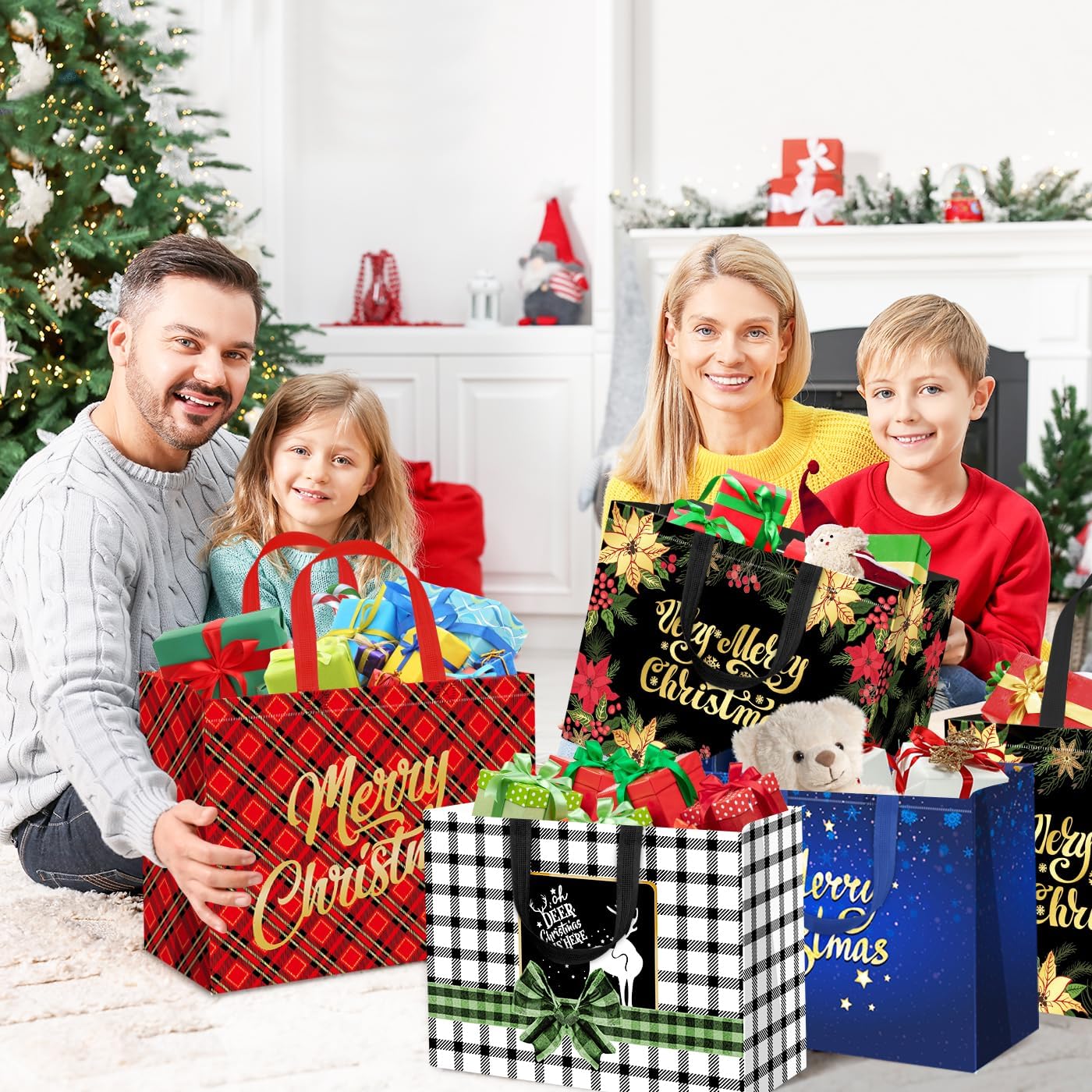 12 Pack Extra Large Christmas Gift Bags with Handles