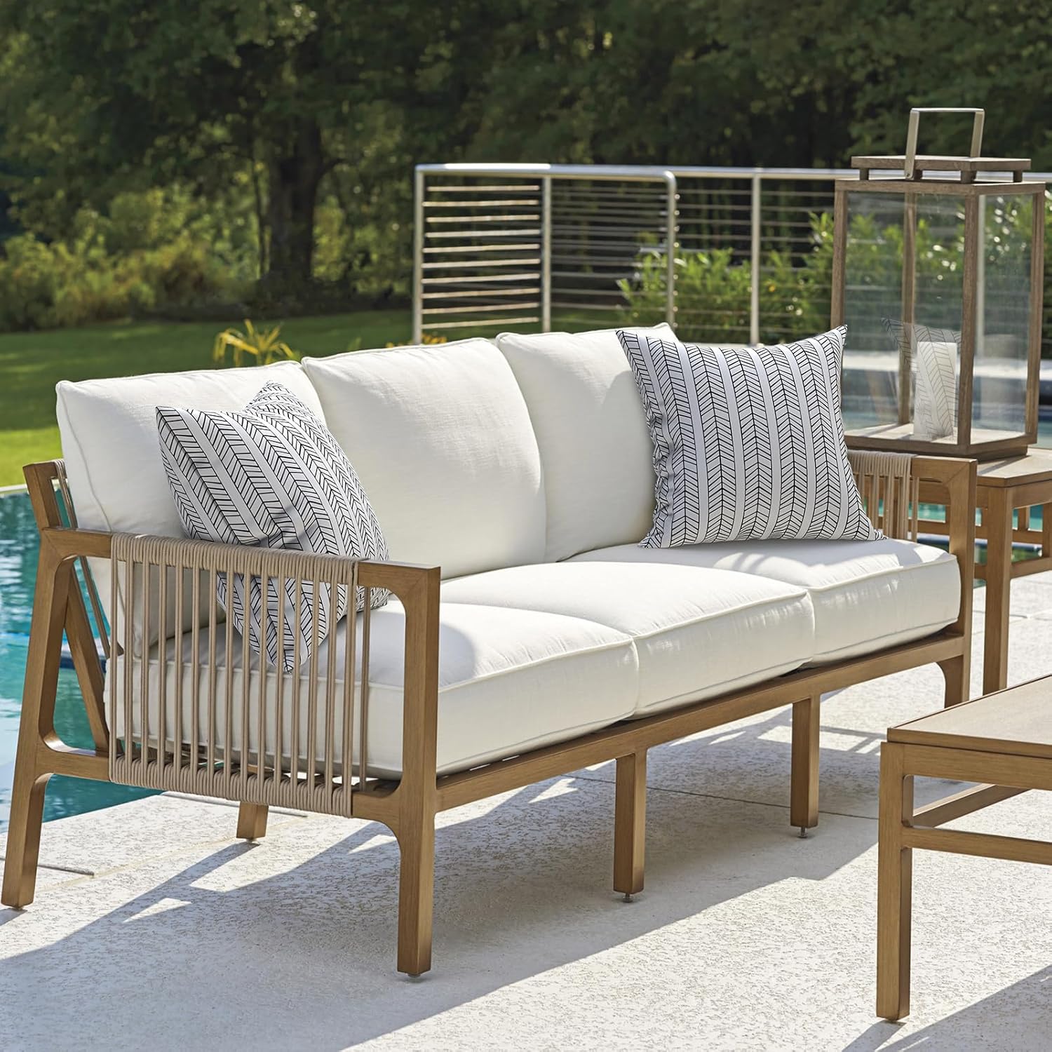 Pack of 2 Durable Herringbone Outdoor Pillow