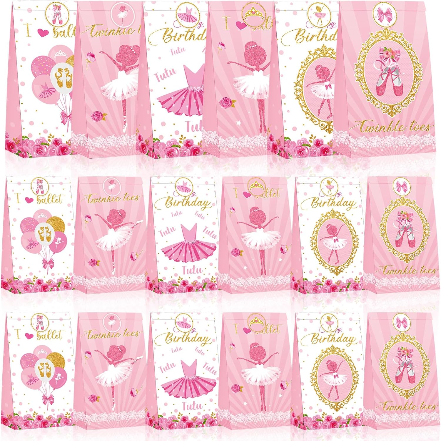 Jecery 24 Pcs Mini Ballerina Gift Bags for Birthday Parties