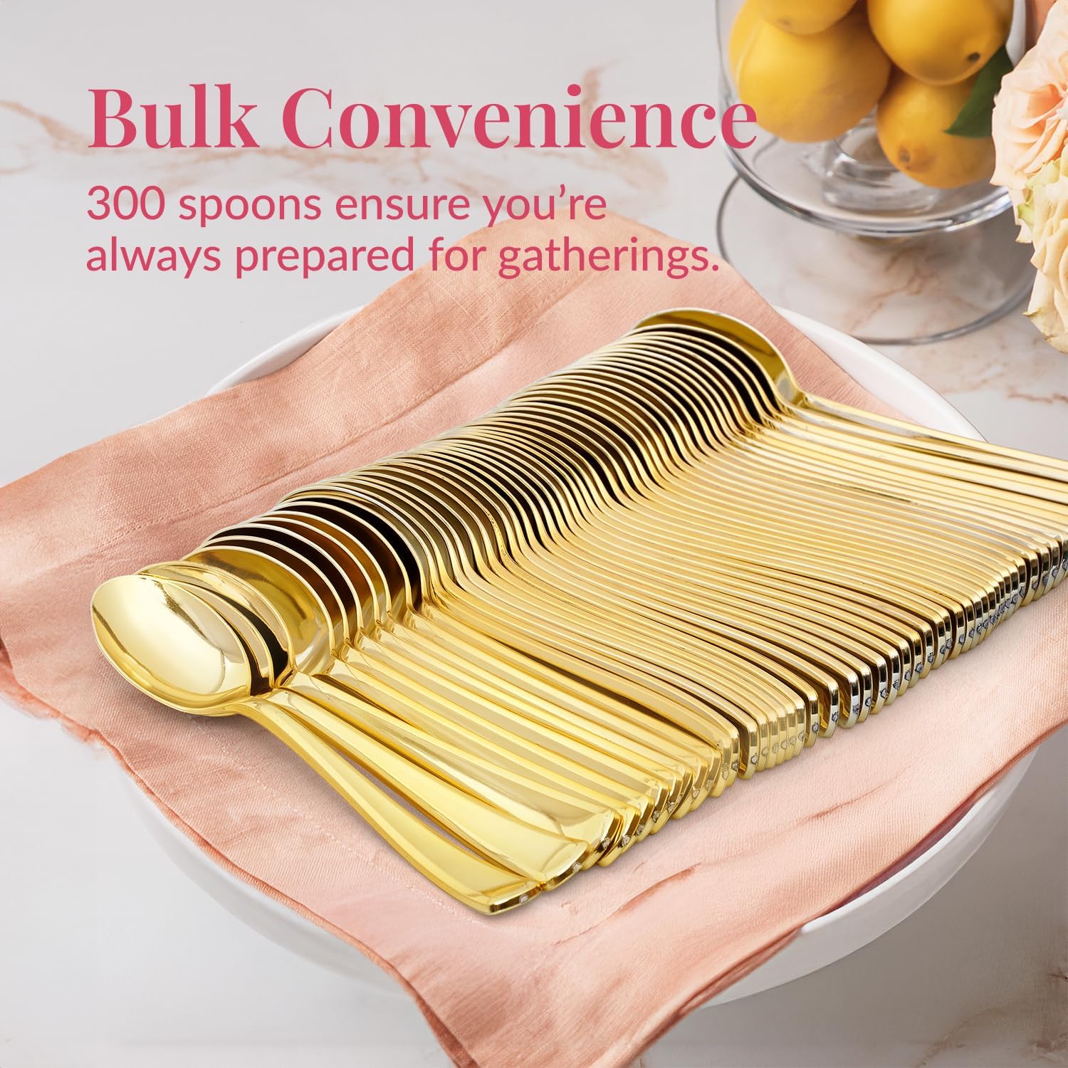 Prestee Gold Plastic Spoons 300 Pc Set