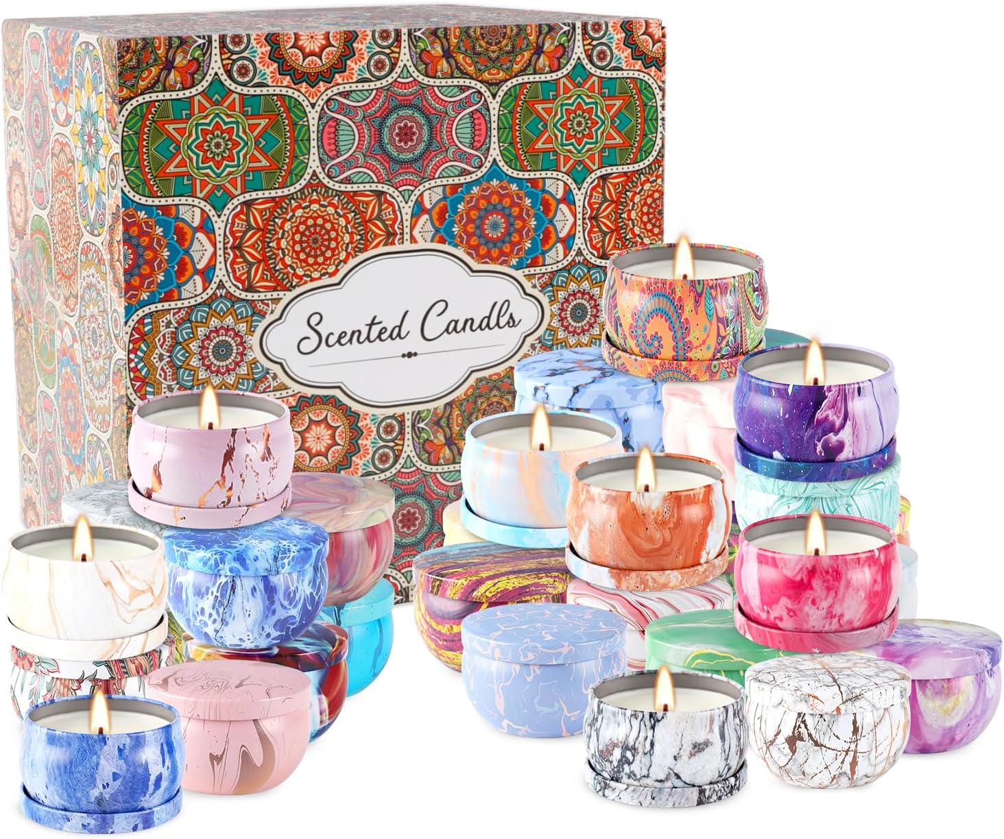 Onebird Set of 36 Aromatherapy Candles with Natural Soy Wax and Essential Oils