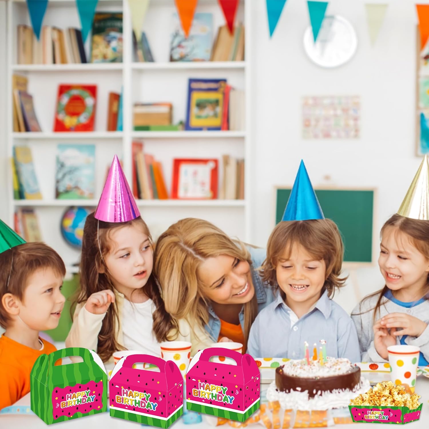 Wegymer Cartoon Watermelon Party Favor Boxes 16Pcs