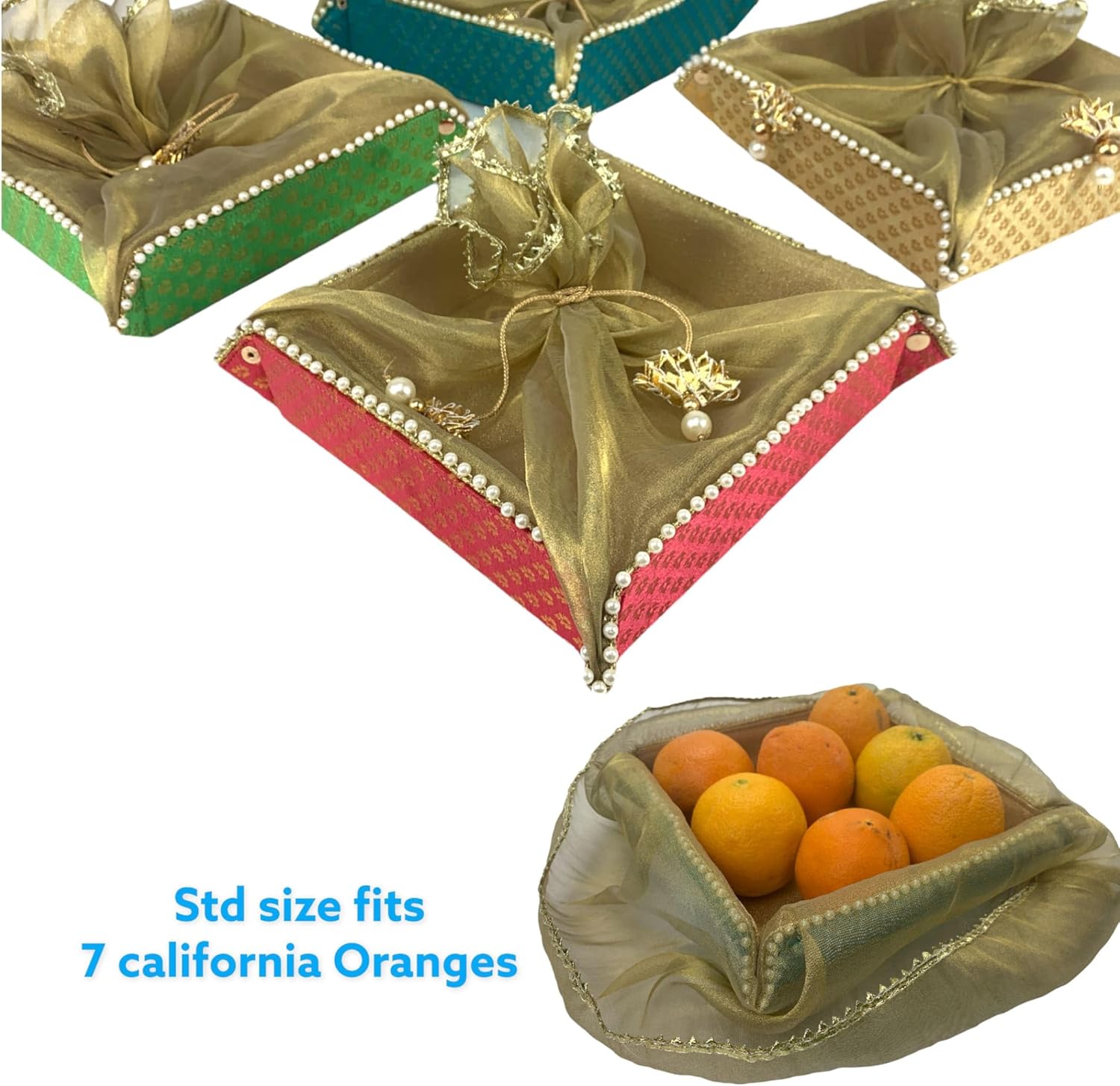 LOVENSPIRE 2ct Gift Basket Indian Mithai Box Brocade Organizer