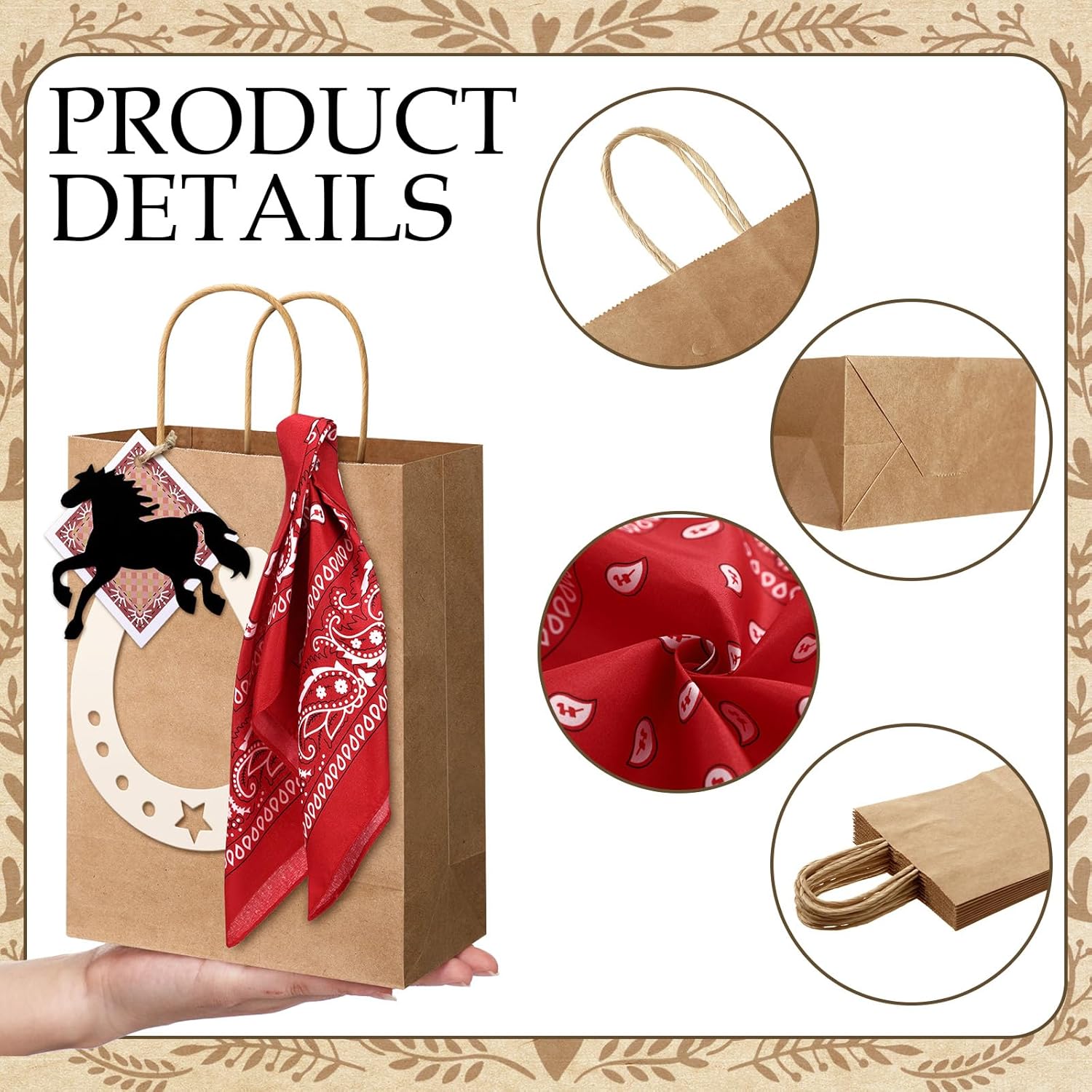 Jeere 12 Piece Western Cowboy Gift Bags Set