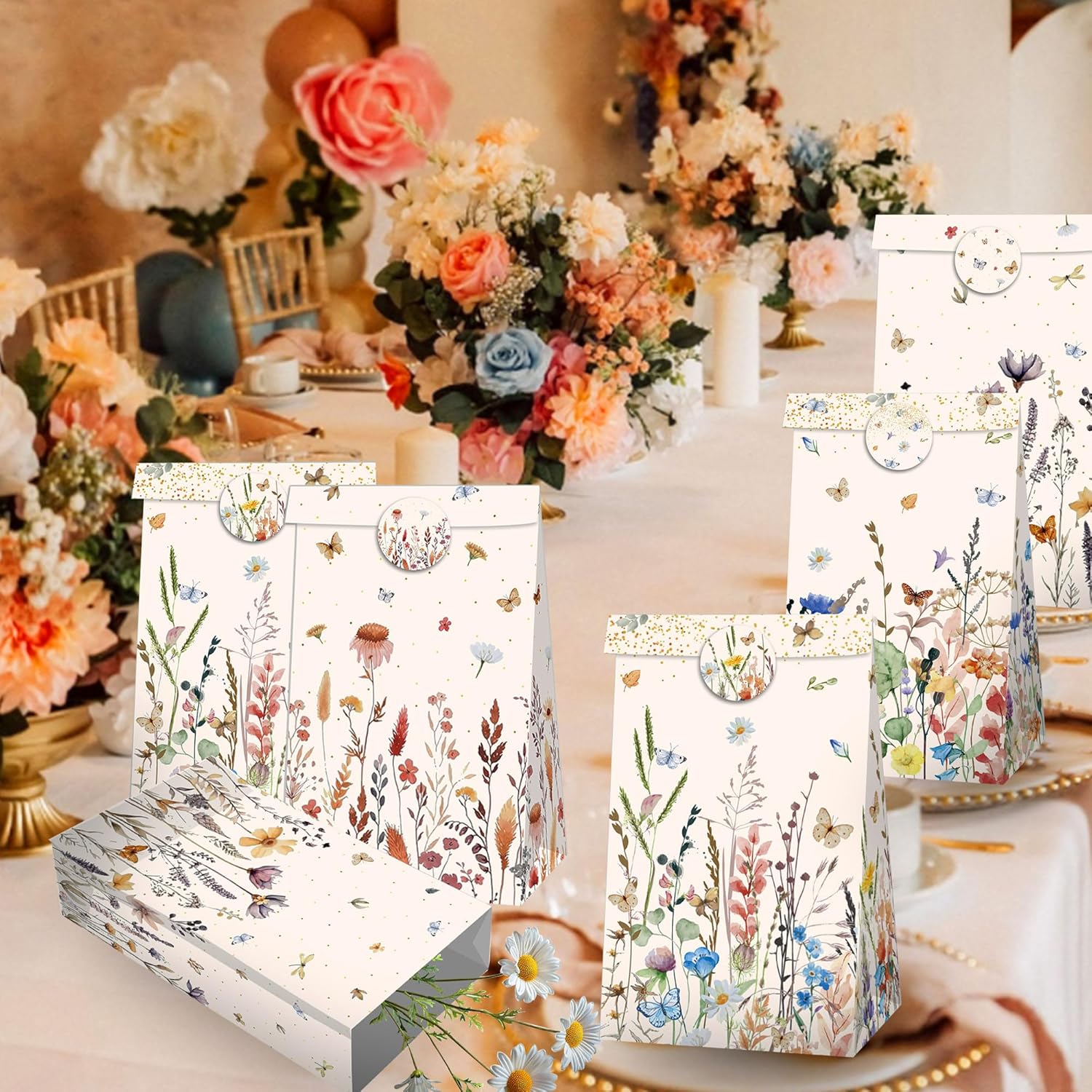 BACH AND BOUJEE 12PCS Wildflower Party Bags with Stickers