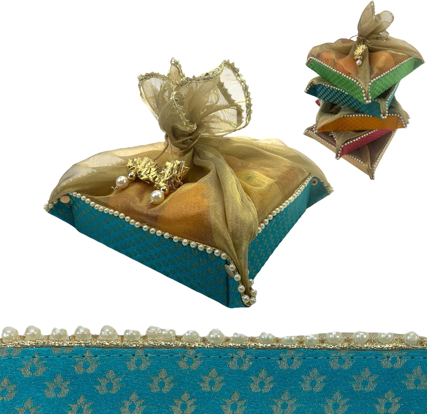 LOVENSPIRE 2ct Gift Basket Indian Mithai Box Brocade Organizer