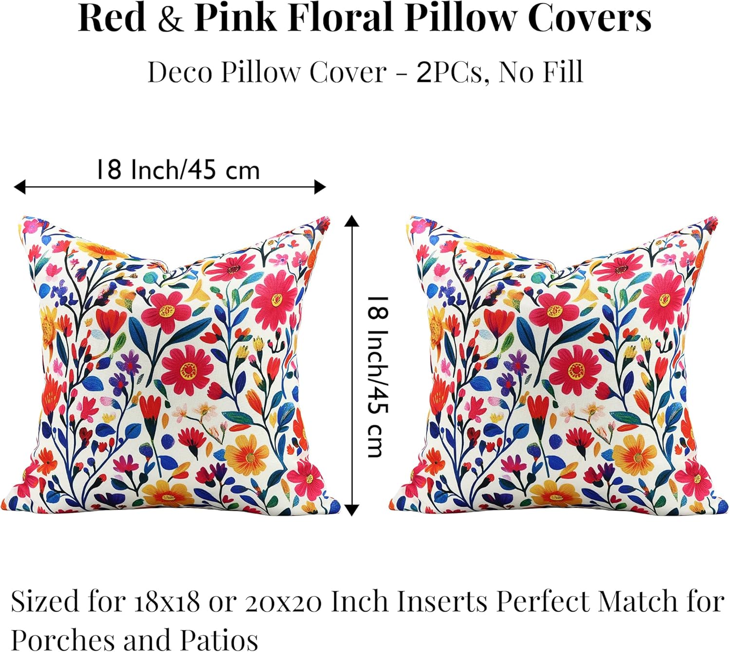 Floral Print Outdoor Pillow Covers Set of 2