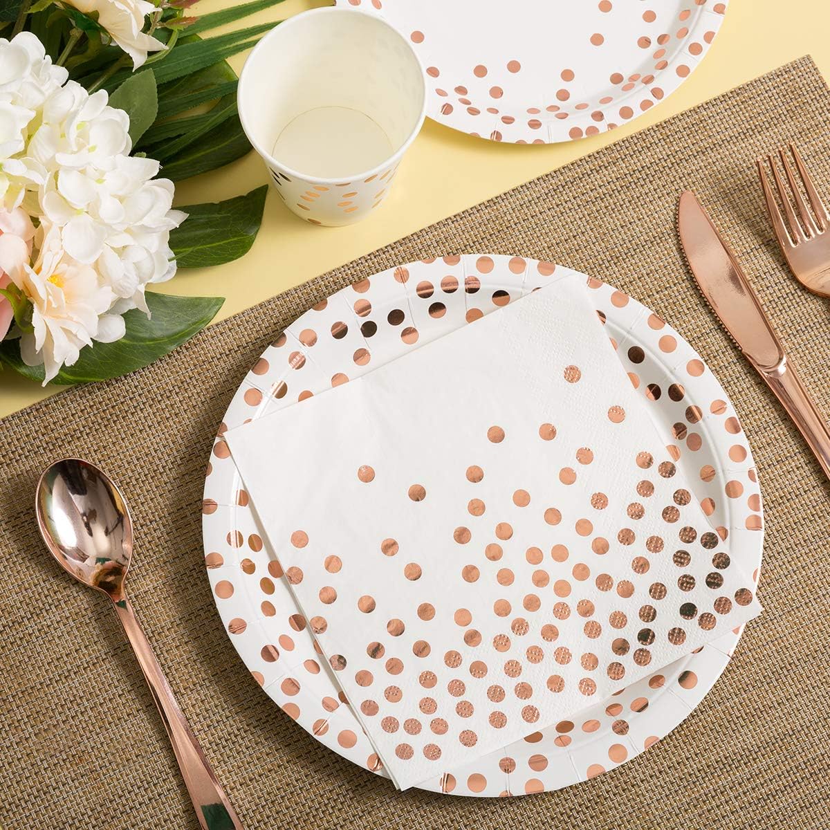 HOMIX 175 Piece Rose Gold Party Set for 25 Guests