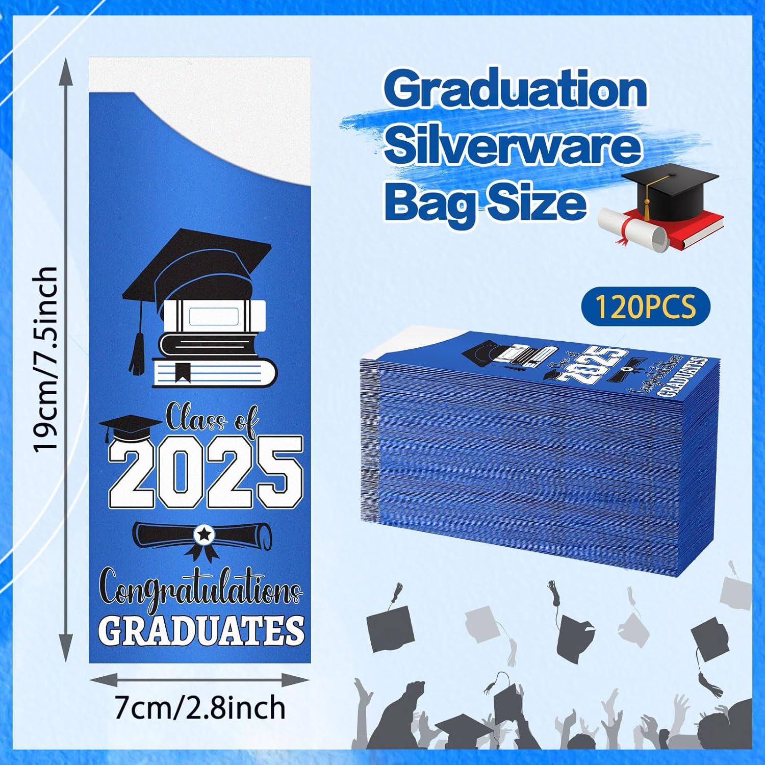 DTOFOOT 120 Pcs Graduation Silverware Bag