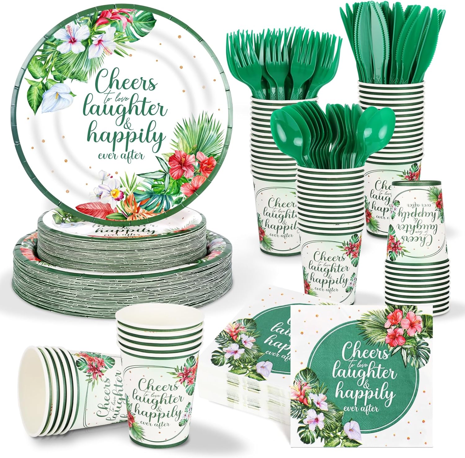 350 Pcs Tropical Wedding Tableware Set for 50 Guests