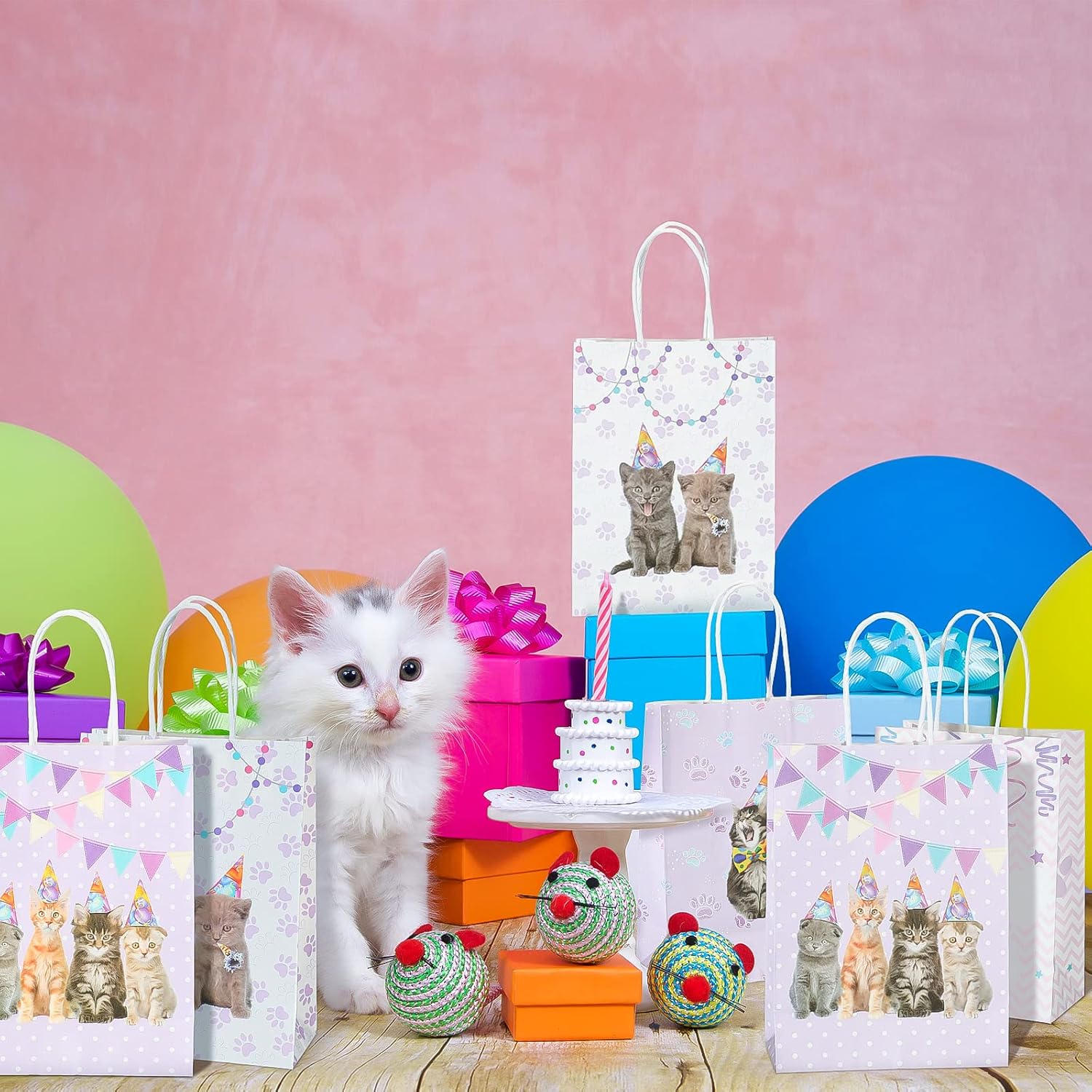 Yisong 12 Pcs Cat Party Favor Bags