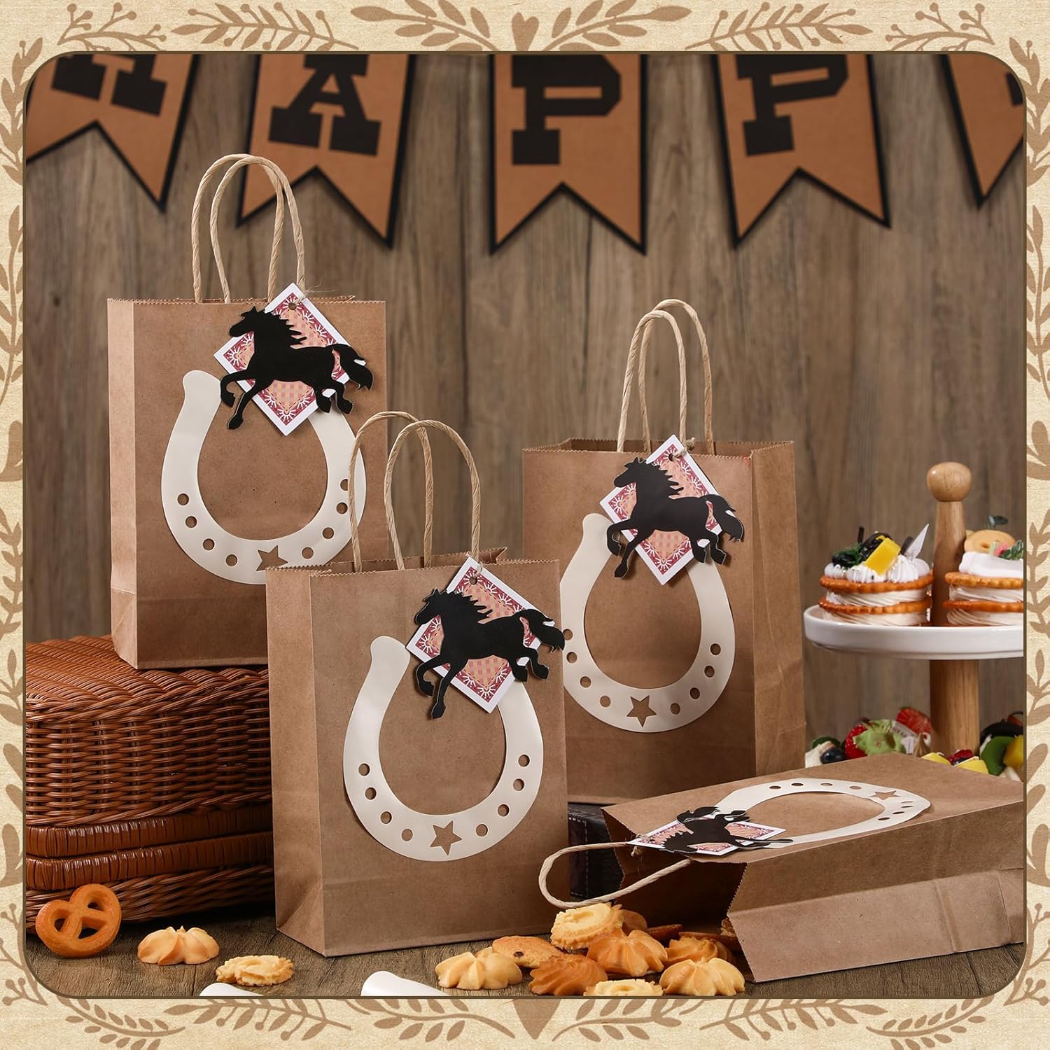 Jeere 12 Piece Western Cowboy Gift Bags Set