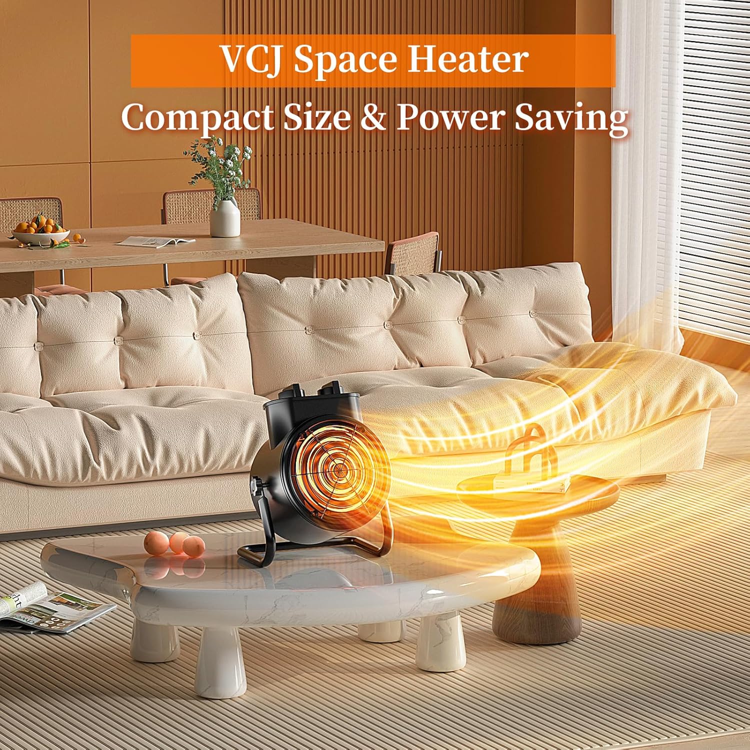 VCJ Portable Space Heater with 3 Modes and Thermostat
