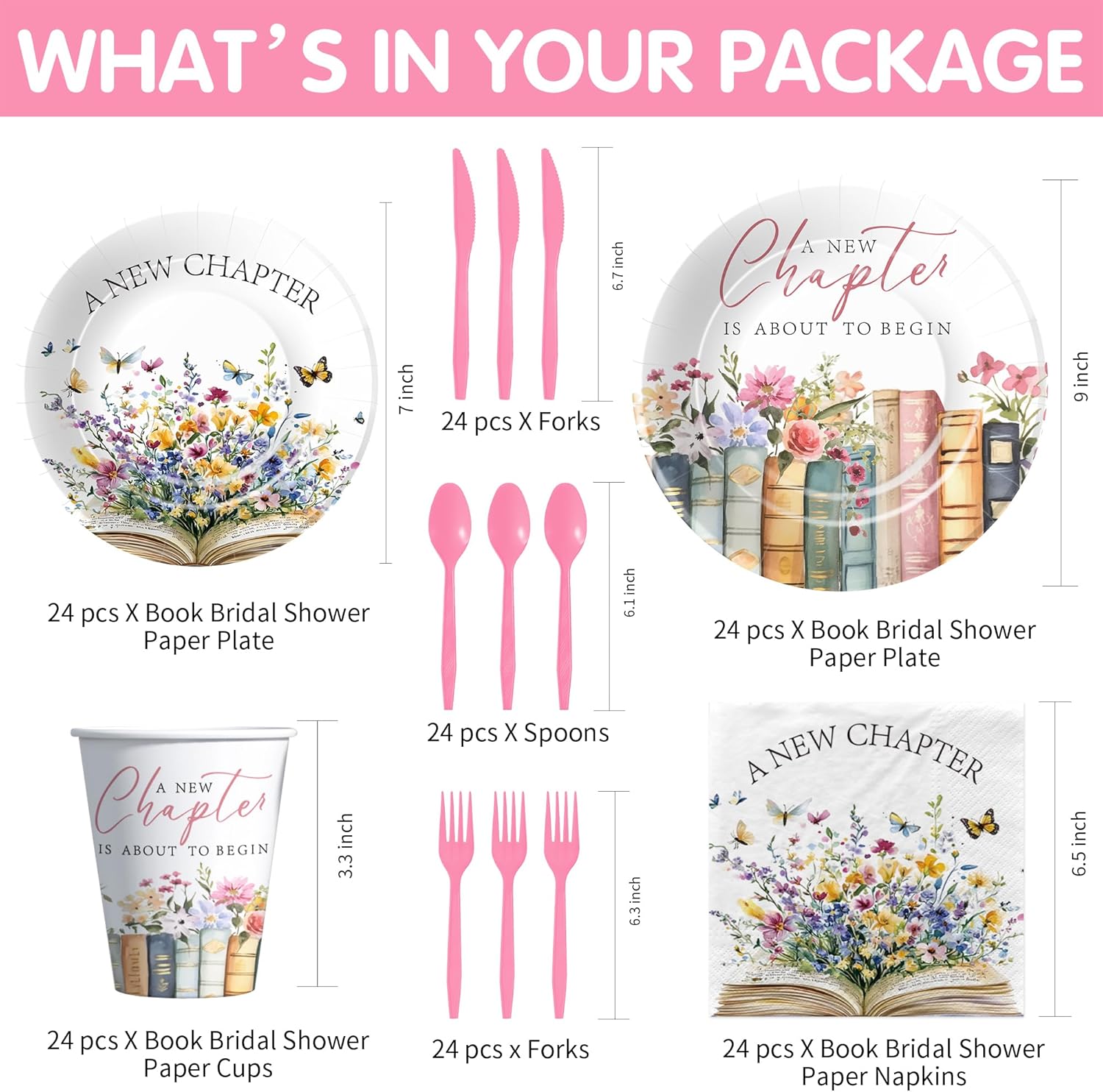 A New Chapter Bridal Shower Tableware Set 24pcs